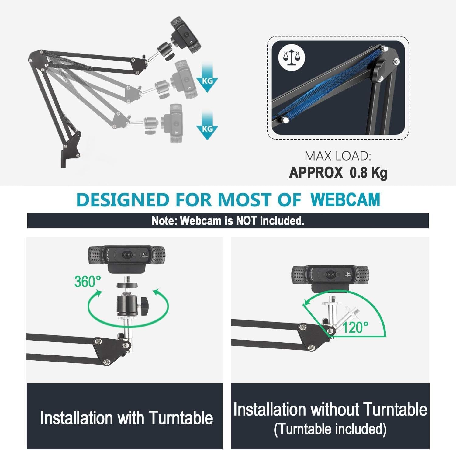 Acetaken Mx Brio 4K Webcam Floor Stand,70-Inch Telescopic Floor Holder With Webcam Magnetic Mount Compatible With Logitech Mx Brio 4K,Brio 4K,100,300,500,C270,C310 Webcams