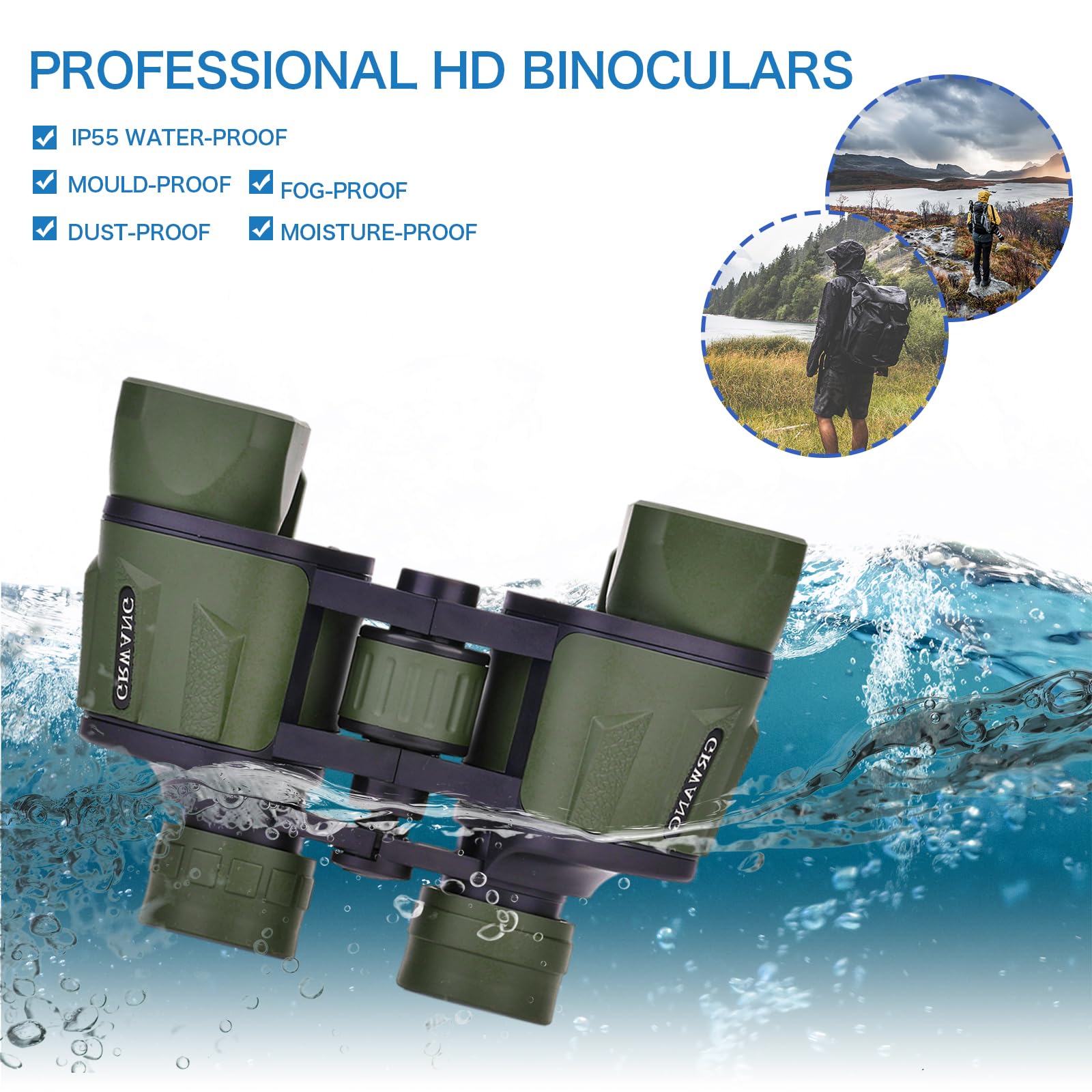 Grwang 10X40 Professional Hd Binoculars For Adults &Kids,Shock Proof Binocular With Bak4 Fmc Lens, Large View & Waterproof Binoculars Perfect For Bird Watching, Sports,Hunting,