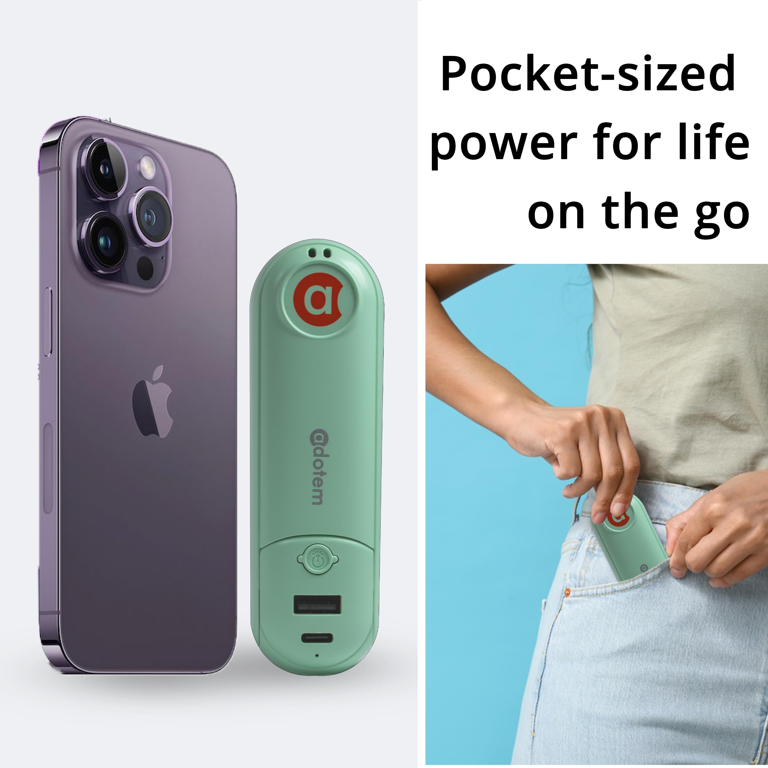 Handheld Mini Fan - 5-In-1 Portable Usb Rechargeable Fan With Power Bank, Flashlight, Mirror & Phone