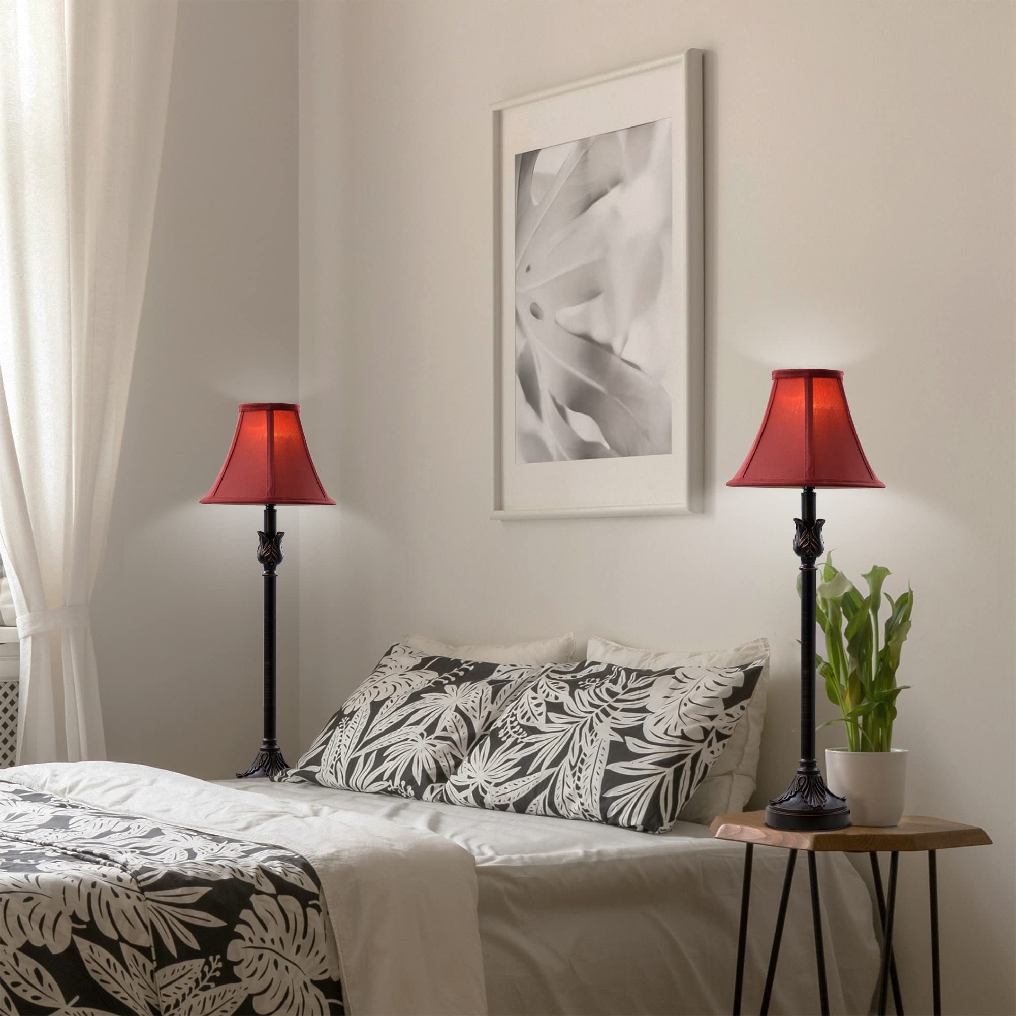 Catalina Lighting 19358-003 Brenda Buffet Table Lamps, Desk Lamp For Office, Dorm, Or Bedroom, Reading Light Nightstand Lamp, Led Bulb Not Included, 25.75", Bronze, Set Of 2
