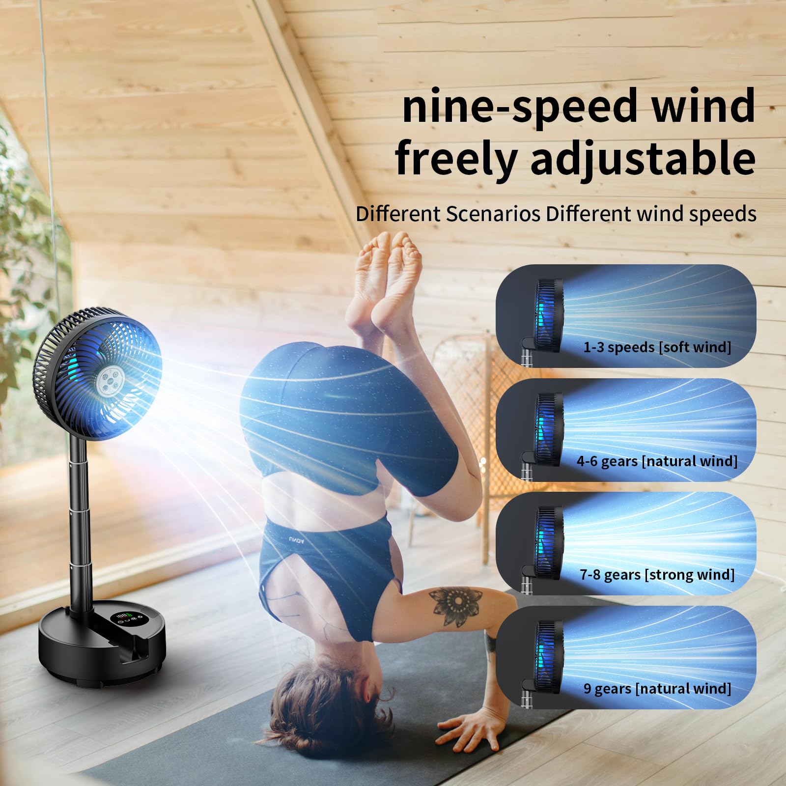 Socool 20000Mah 8 Inch Portable Fan Battery Operated Fan, Oscillating Charging Fan, Remote Control