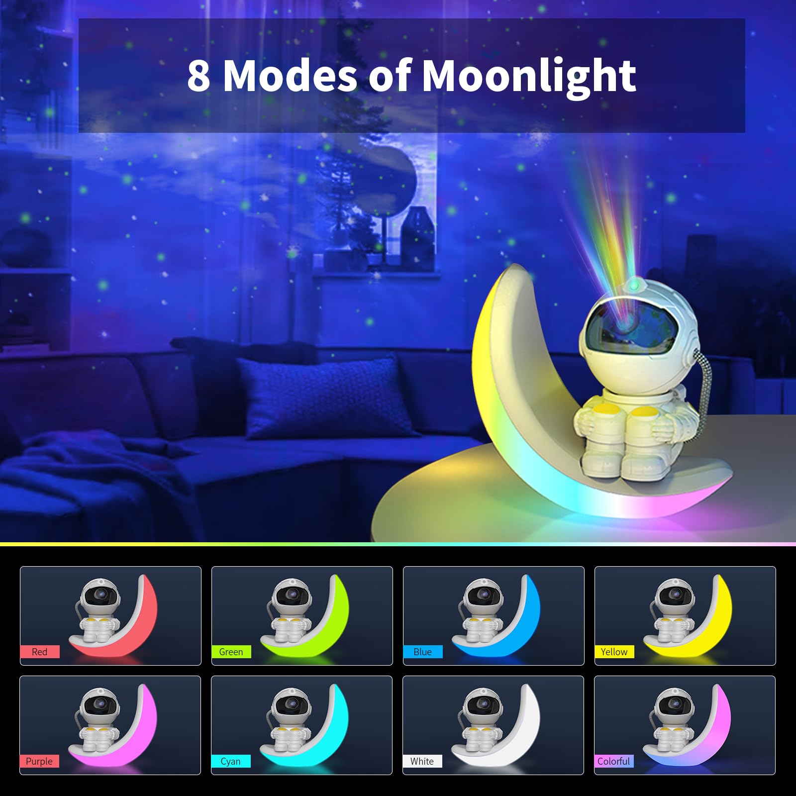 Acegamer Astronaut Galaxy Projector Moon Night Light, Star Ceiling Projector Galaxy Light With Timer And Remote Starry Nebula Led Lamp, Star Lights For Kids Adults Bedroom Decor, Christmas, Birthday