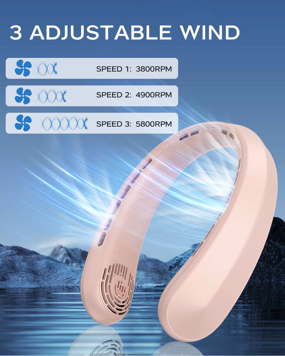 Neck Fan, Portable Neck Fan, 4000 Mah Battery Operated Wearable Personal Fan With Usb Rechargeable