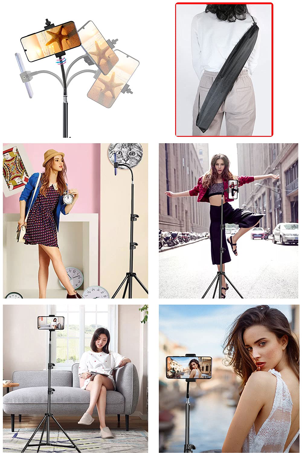 Pixel 80Inch Stand Tripod For Iphone Phone Cell Tripods Lighting Stand Fits Ring Light Mini Camera Photography Rotatable Live Video Stand Compatible With And Most Mobile Phones