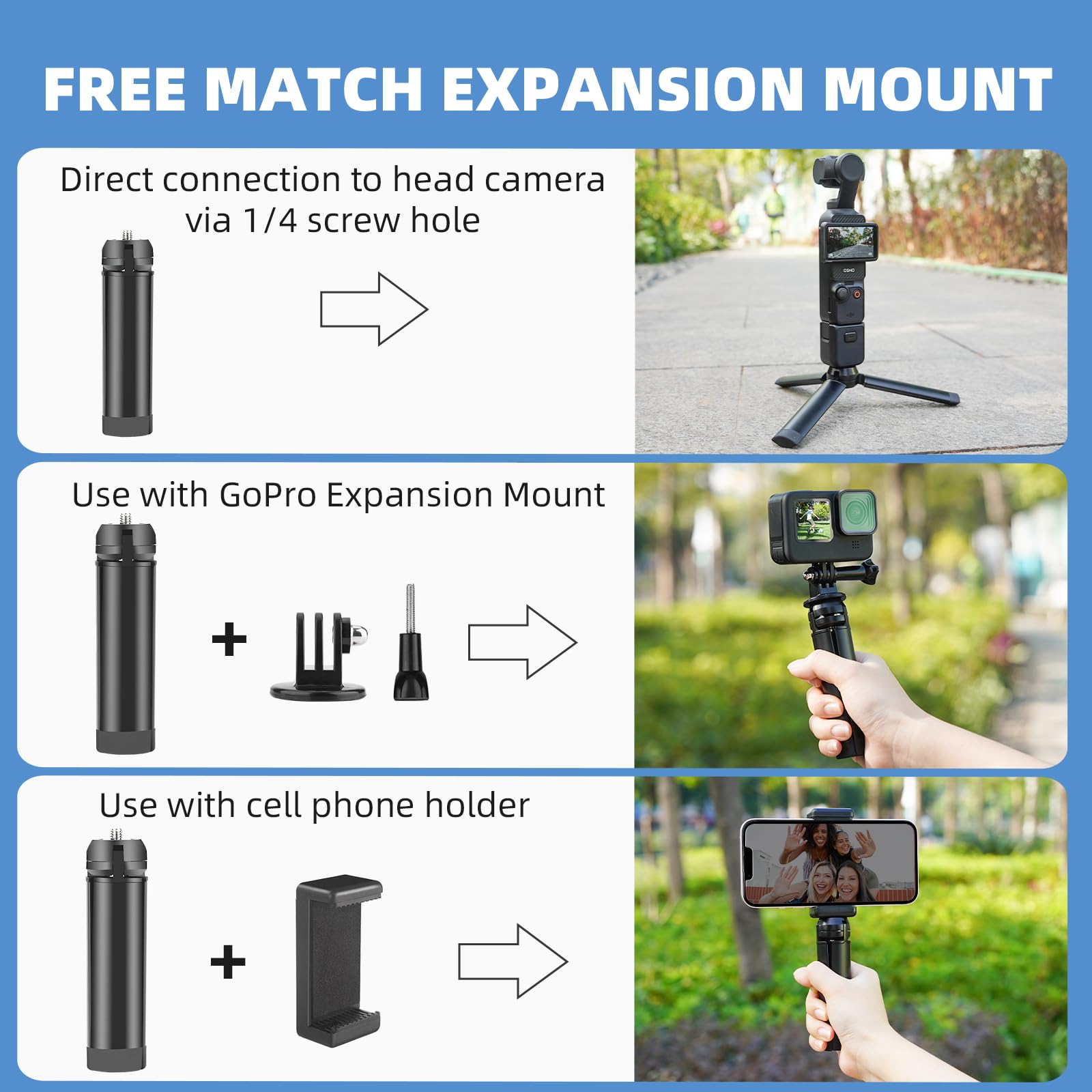 Heiyrc Mini Vlog Tripod For Dji Pocket 3 Om Osmo Mobile 7P 6, For Gopro 13 Max Hero, For Insta360 X5 X3 X4, For Dji Action 5 Pro Smooth Hohem Feiyu Dslr Camera Desktop Tabletop Stand Grip Accessories