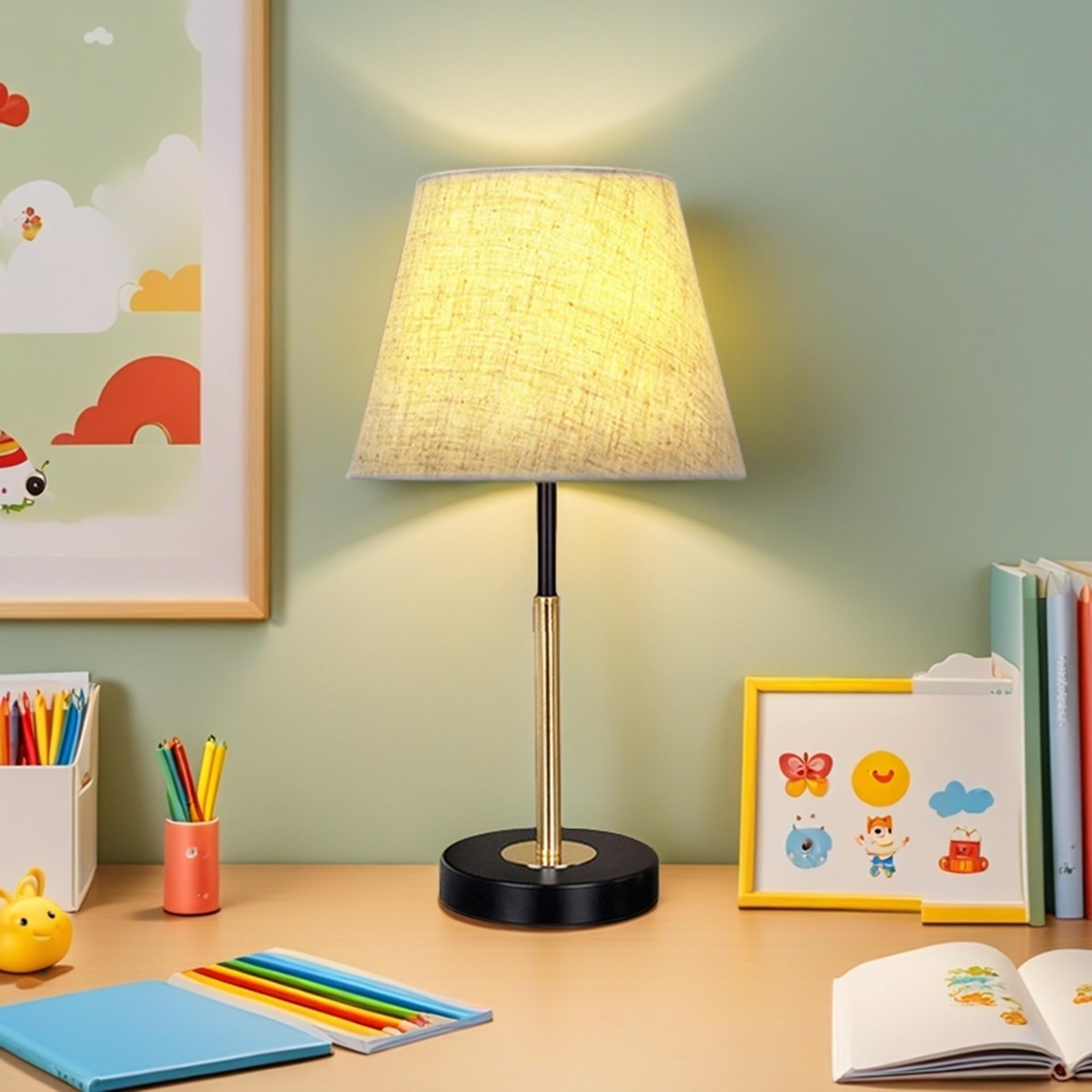 Fgbdnfh Home Decoration Desk Lamp, Bedside Lamp Children'S Living Room Bedroom Study Room Reading Home Office Modern Farmhouse Decoration Retro Shade
