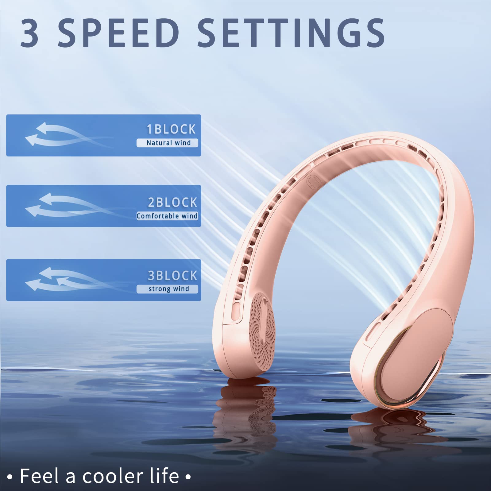 Portable Neck Fan, Neck Fans For Women, 4000 Mah Rechargeable Personal Fan,360° Hands Free Bladeless