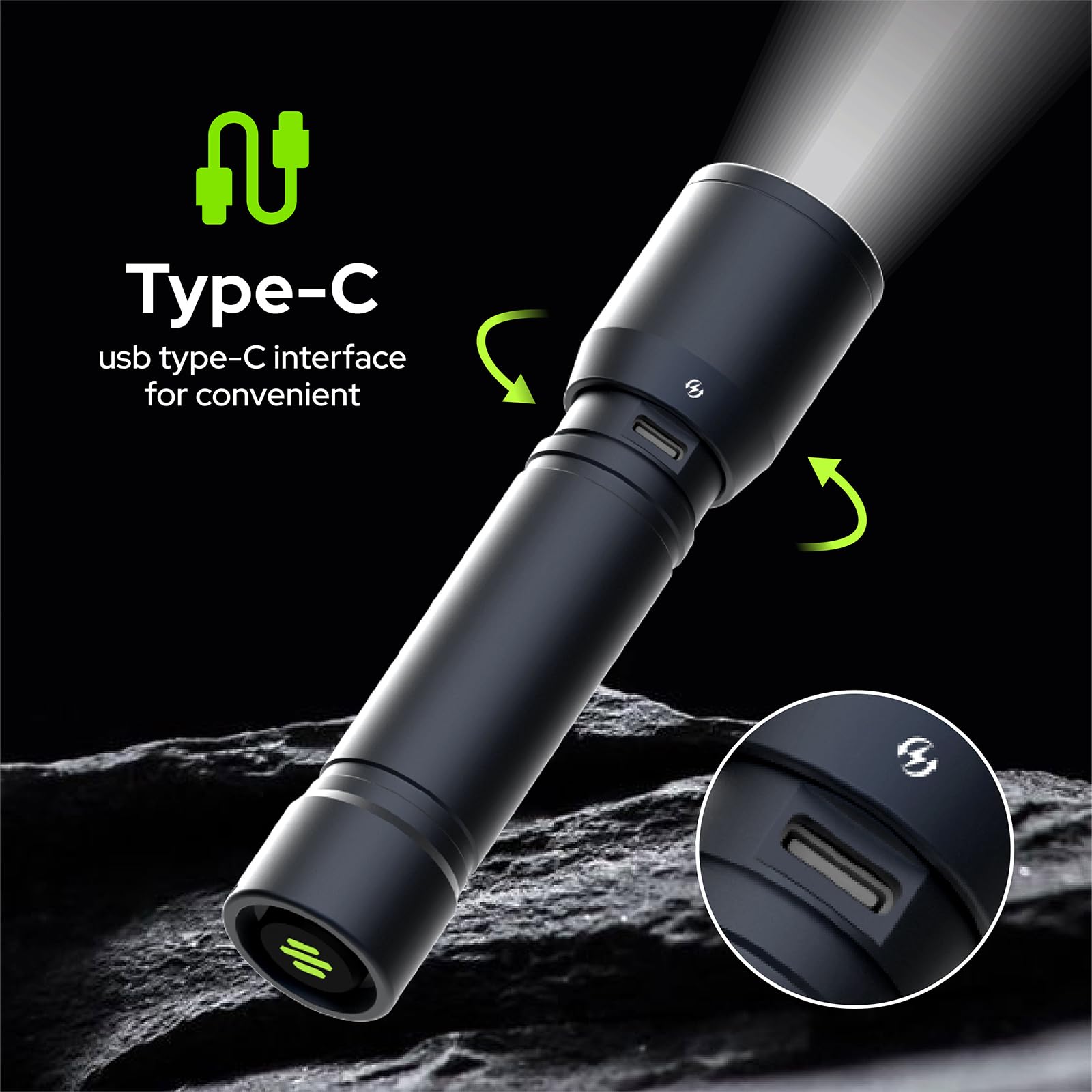 Beefly Rechargeable Small Flashlight, 350 Lumens Led Flashlight, Usb Charging Cable, For Outdoor, Home, Emergency