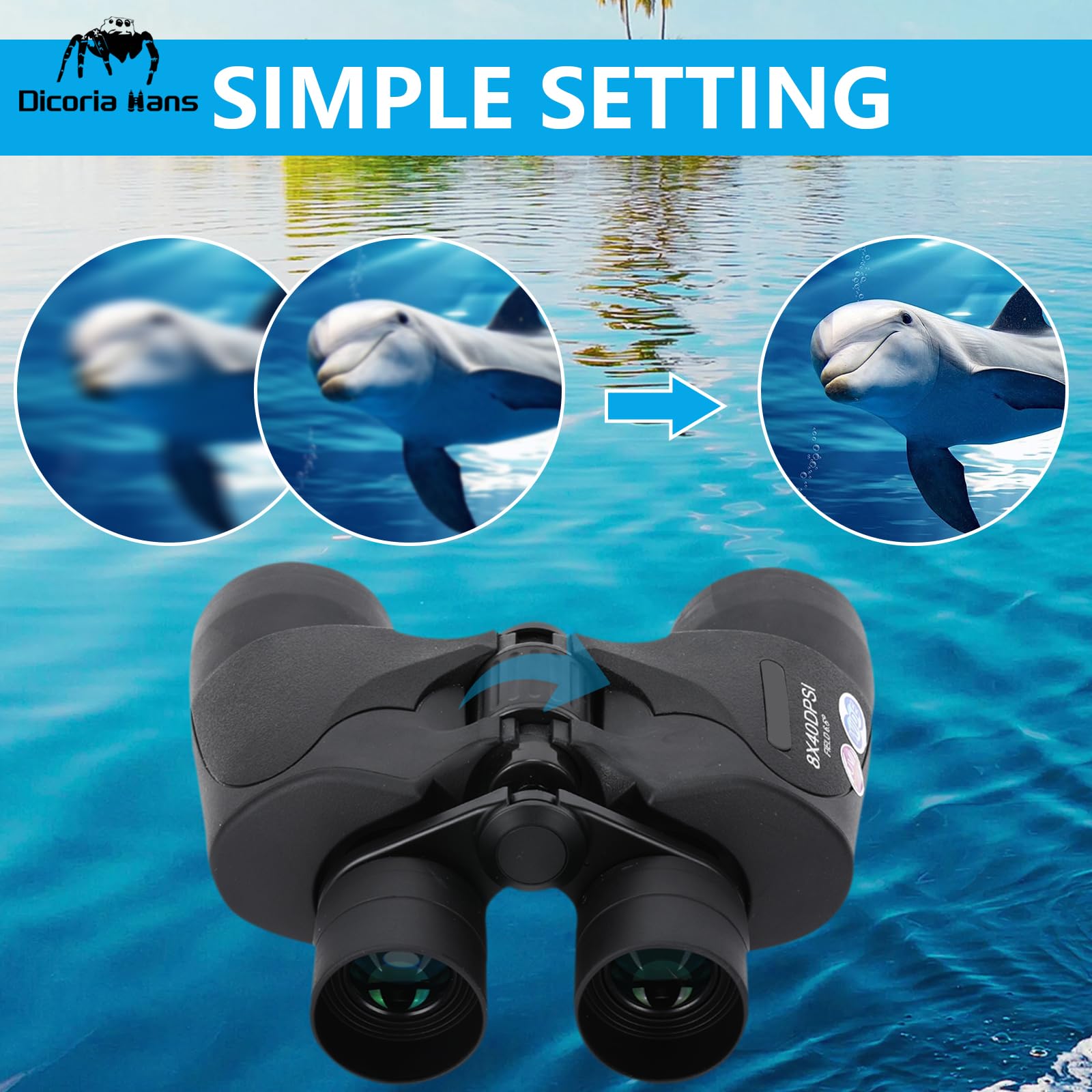 Dicoria Hans 8X40 Binoculars For Adults High Powered, Military Compact Hd Professional/Daily Waterproof Binoculars Telescope For Bird Watching Travel Hunting Football Games Stargazing