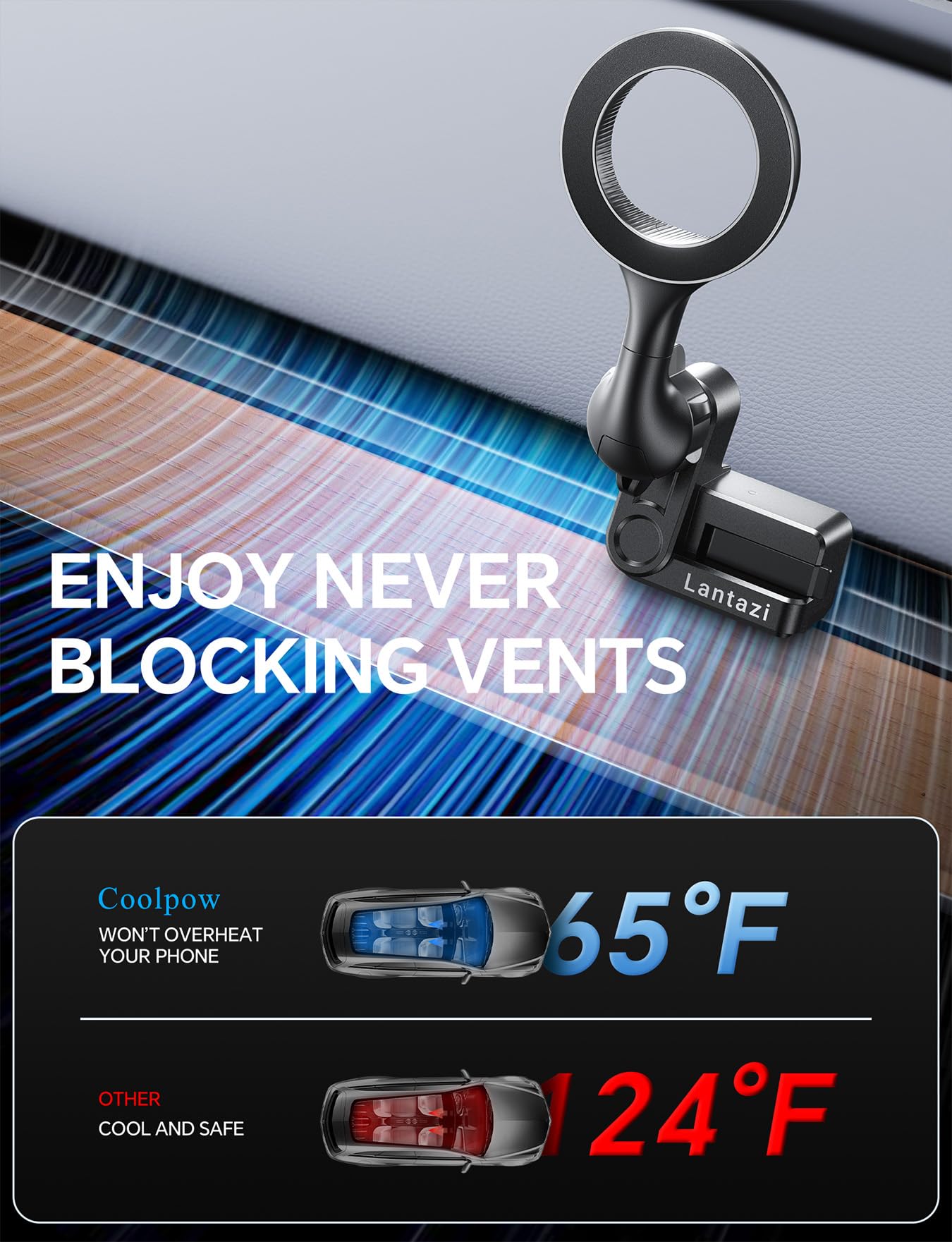 Lantazi For Tesla Phone Mount【Strong Magnets】For Magsafe Car Mount For Tesla Model 3 Y Phone Holder, Tesla Model Y Accessories Fits Iphone 16 15 Pro Max Plus [Only Fit For 2017- Model 3,2020- Model Y]