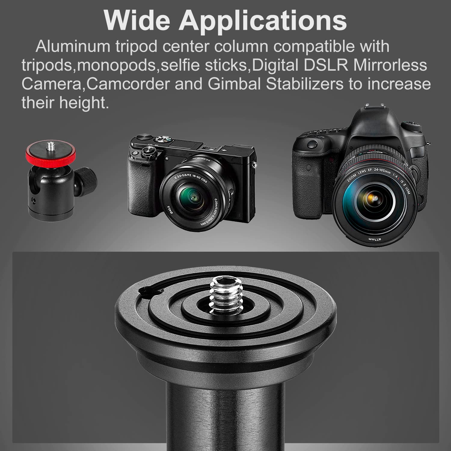 Adai Gimbal Extension Pole Aluminum Alloy Bar 1/4" Universal Rod Compatible With Dji Ronin S,Ronin Sc,Osmo Mobile 3, Om 4,Zhiyun Crane 2 V2 Stabilizer Dslr Camera