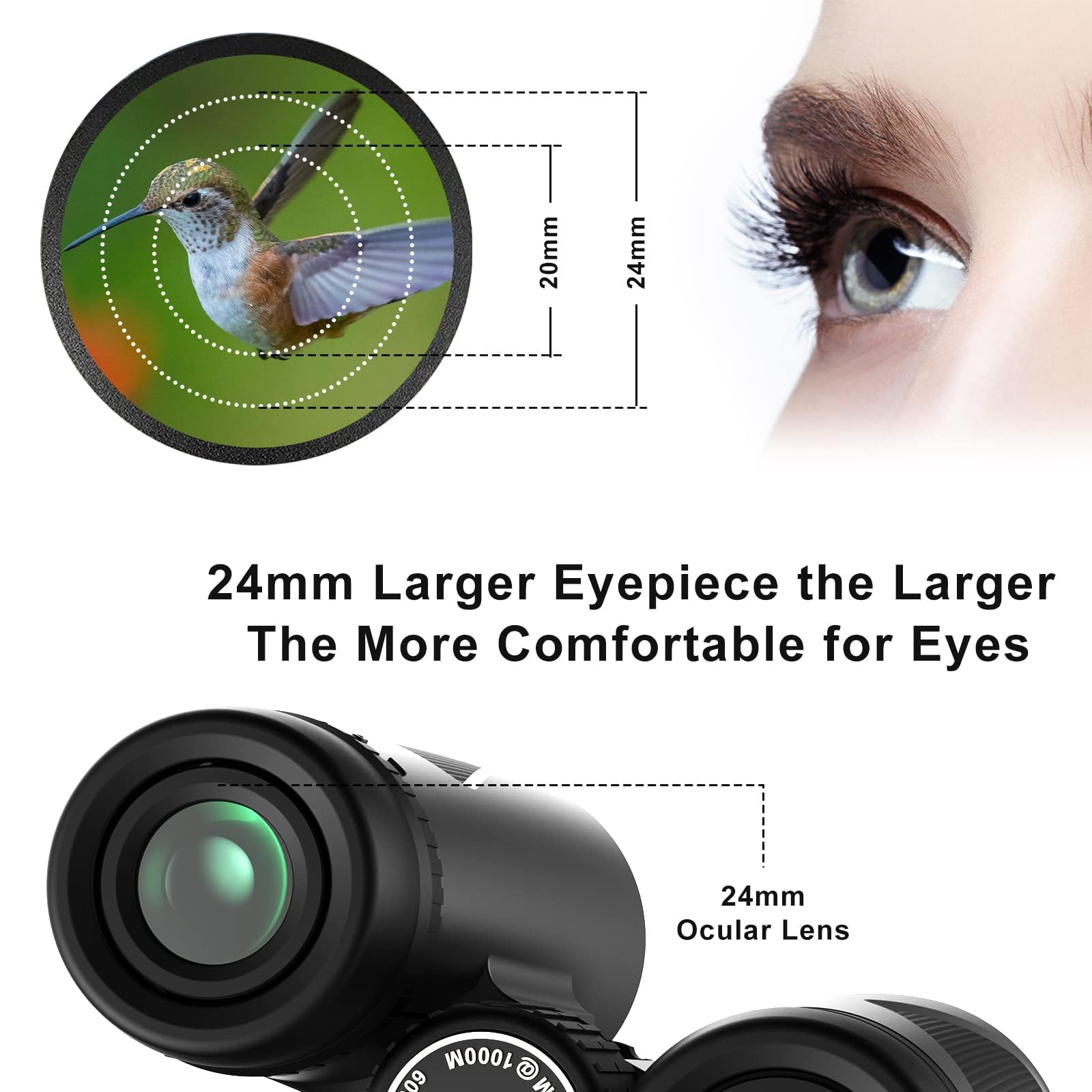 Fullja 12X42-Compact-Waterproof Binoculars For Adults - Lightweight Binoculars For Women Girl, Easy To Focus High Power Binoculars With Bak4 Prism Lens For Bird Watching, Hiking, Hunting, Sports Event