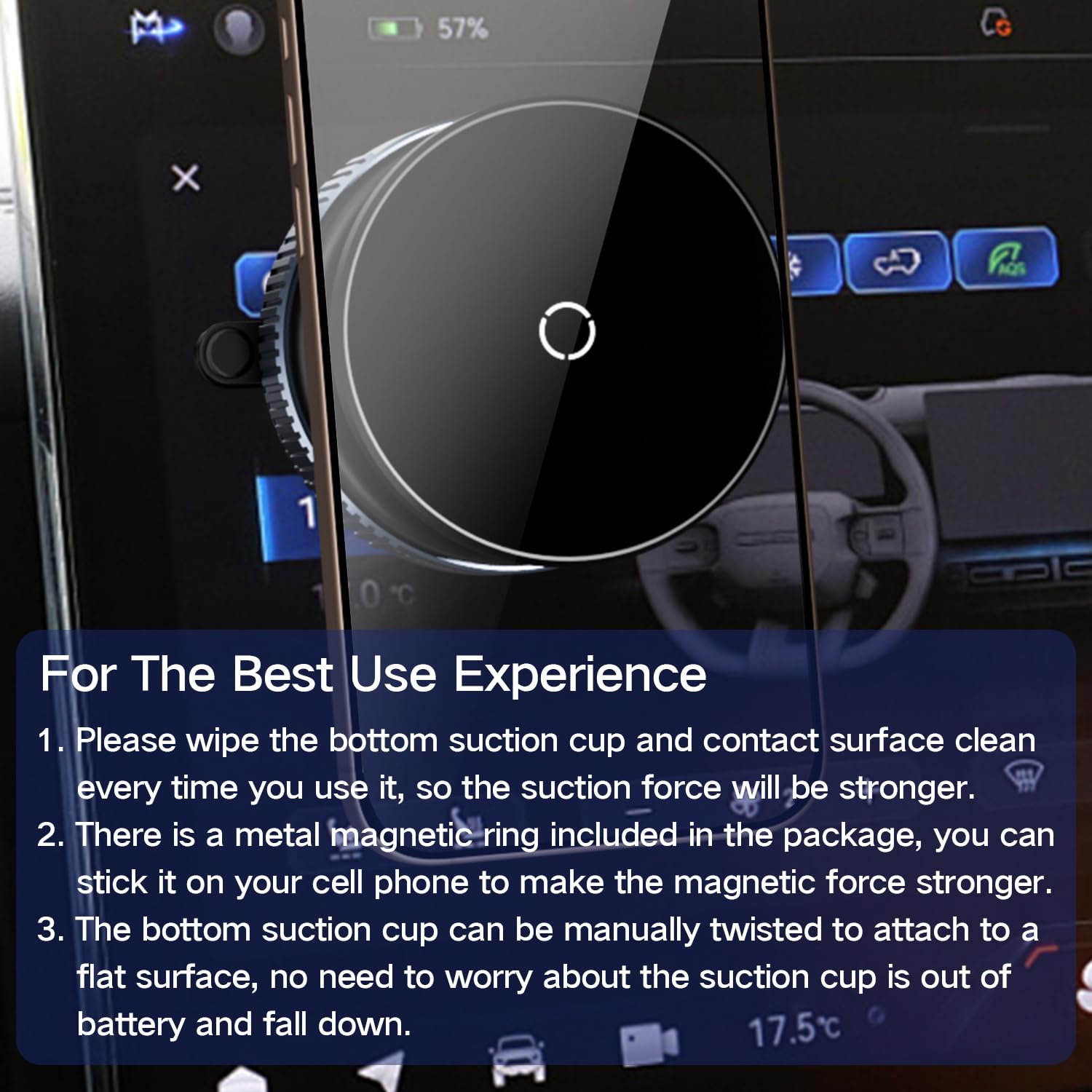 Dreambee Ultra Vacuum Magnetic Suction Car Phone Holder, 360° Rotatable Car Phone Mount, Suction Cup Car Phone Mount For Iphone 16/15/14/13/12 & All Smartphones, Hands- Holder For Car/Mirror/Glass