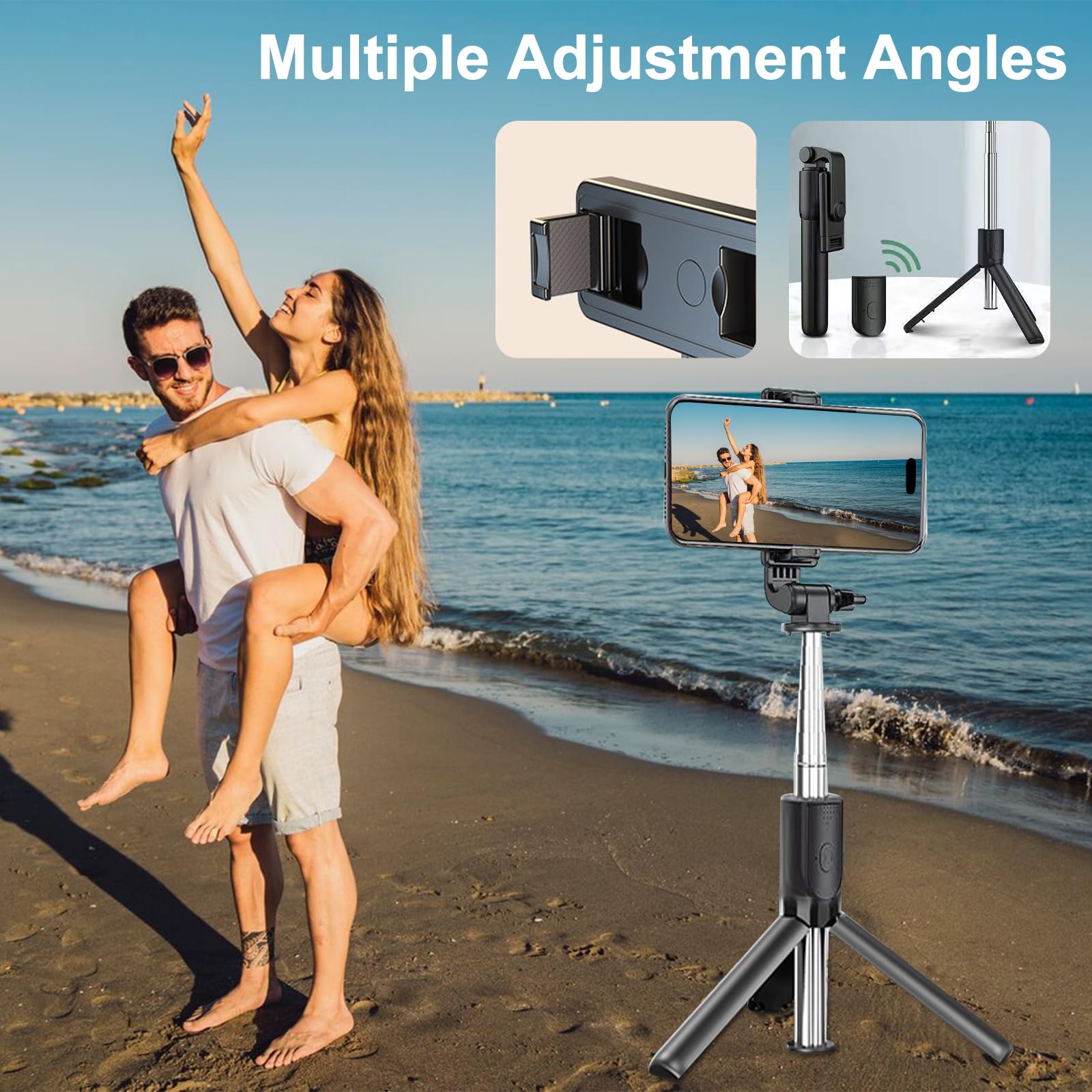 Gogara Selfie Stick & Cell Phone Tripods, Extendable Selfie Stick Tripod With Wireless Remote, Portable, Lightweight, 360° Rotatable Tripod Stand For Video Recording Vlog Compatible With Iphone Samsung