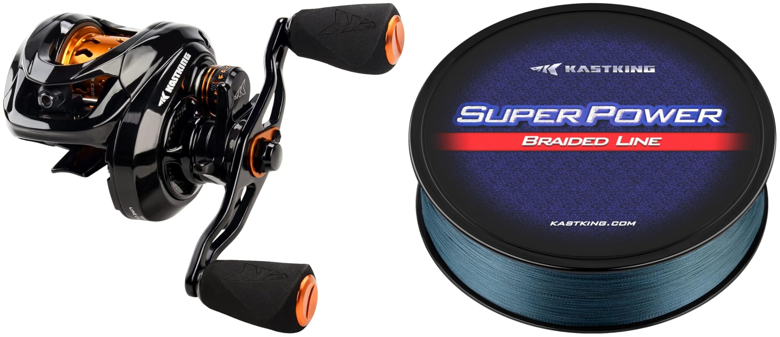 Kastking Zephyr Baitcasting Reels Bfs Fishing Reel, Drag Clicker Version,Left Hand Bait Finesse Casting Reel & Superpower Braided Fishing Line, Gray, 15 Lb, 150 Yds