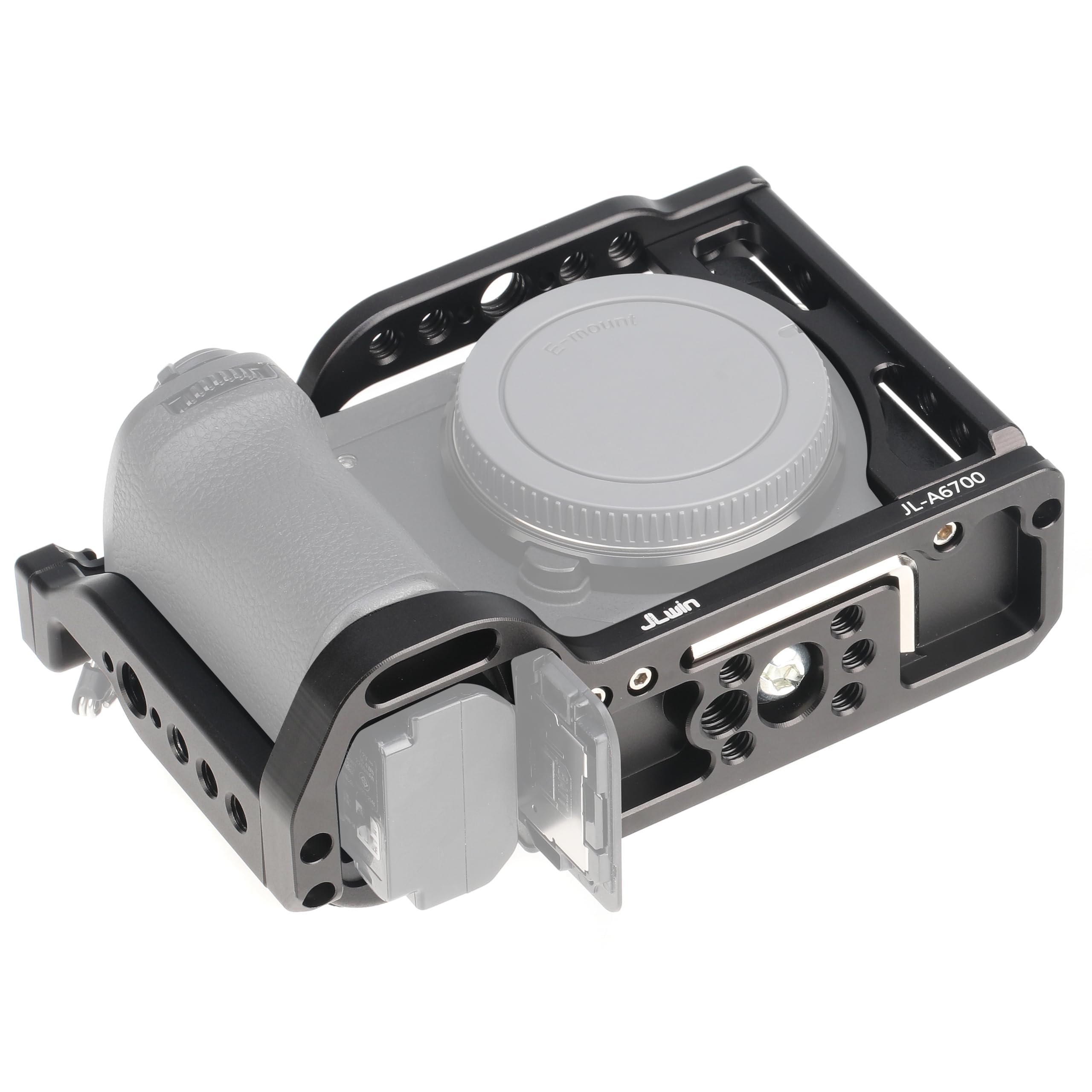 Hersmay A6700 Camera Cage Video Stabilizer With Top Handle For Sony A6700 Camera Cage Accessories Dslr Rig With Cold Shoe,Handle Locating Holes,Multiple 1/4" 3/8" Screw Holes