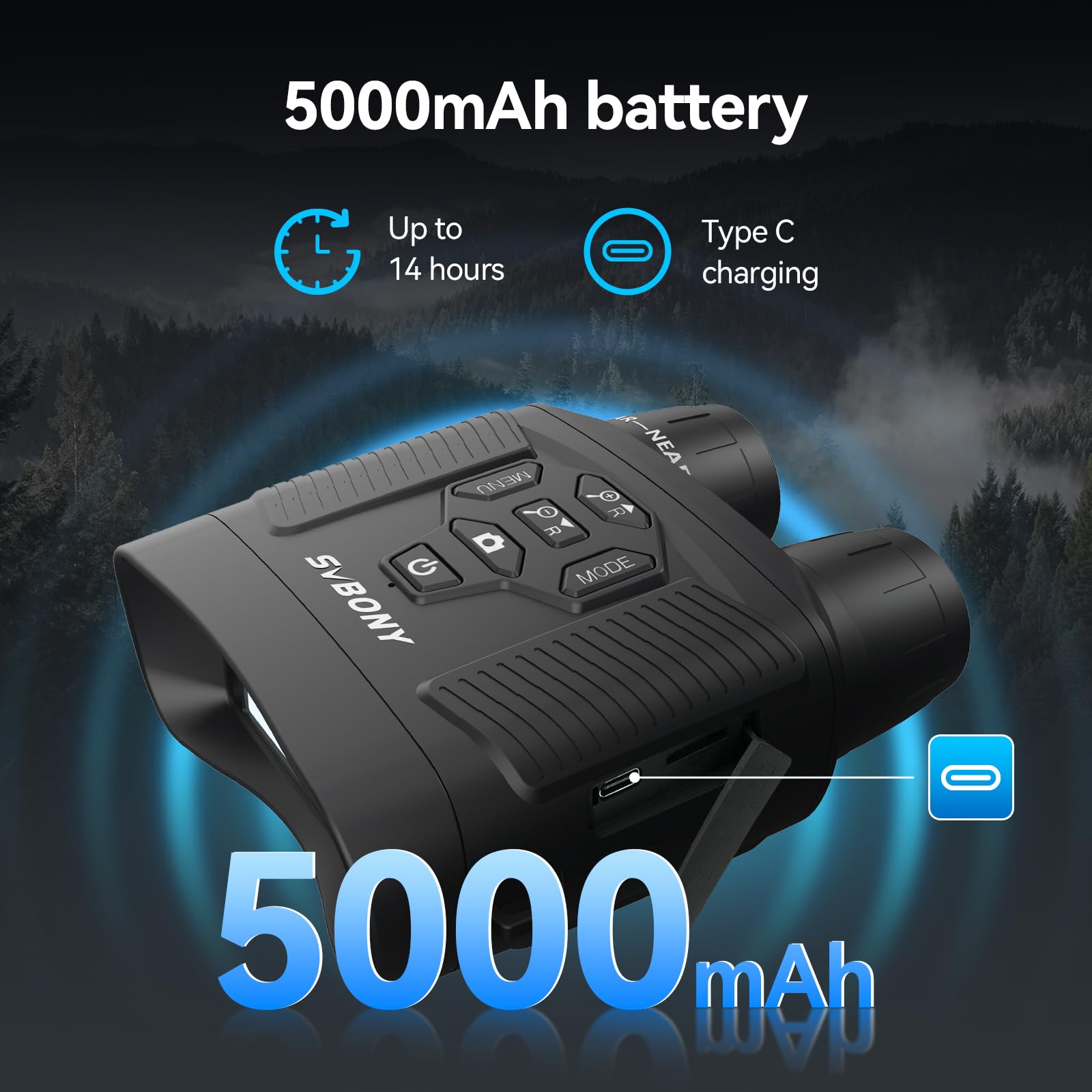 Svbony Sa206 Night Vision Binoculars, 3'' Hd Screen Infrared Binocular For Total Darkness, 4K Video & 36Mp Image With 32Gb Tf Card, 5000Mah Battery,  For Men, For Camping & Wildlife Observation