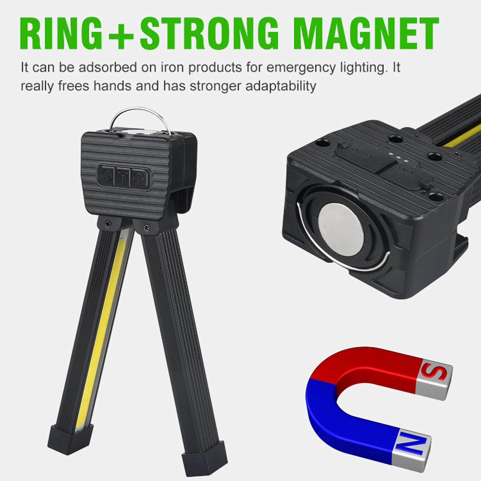 Ensthee Gym Lamp For Posing, 7Th Gear Dimming, Portable Magnet Led Flashlight With Hanging Hook, Magnetic Work Light With 180 Degree Folding, Usb Rechargeable Worklight, Posing Lamp