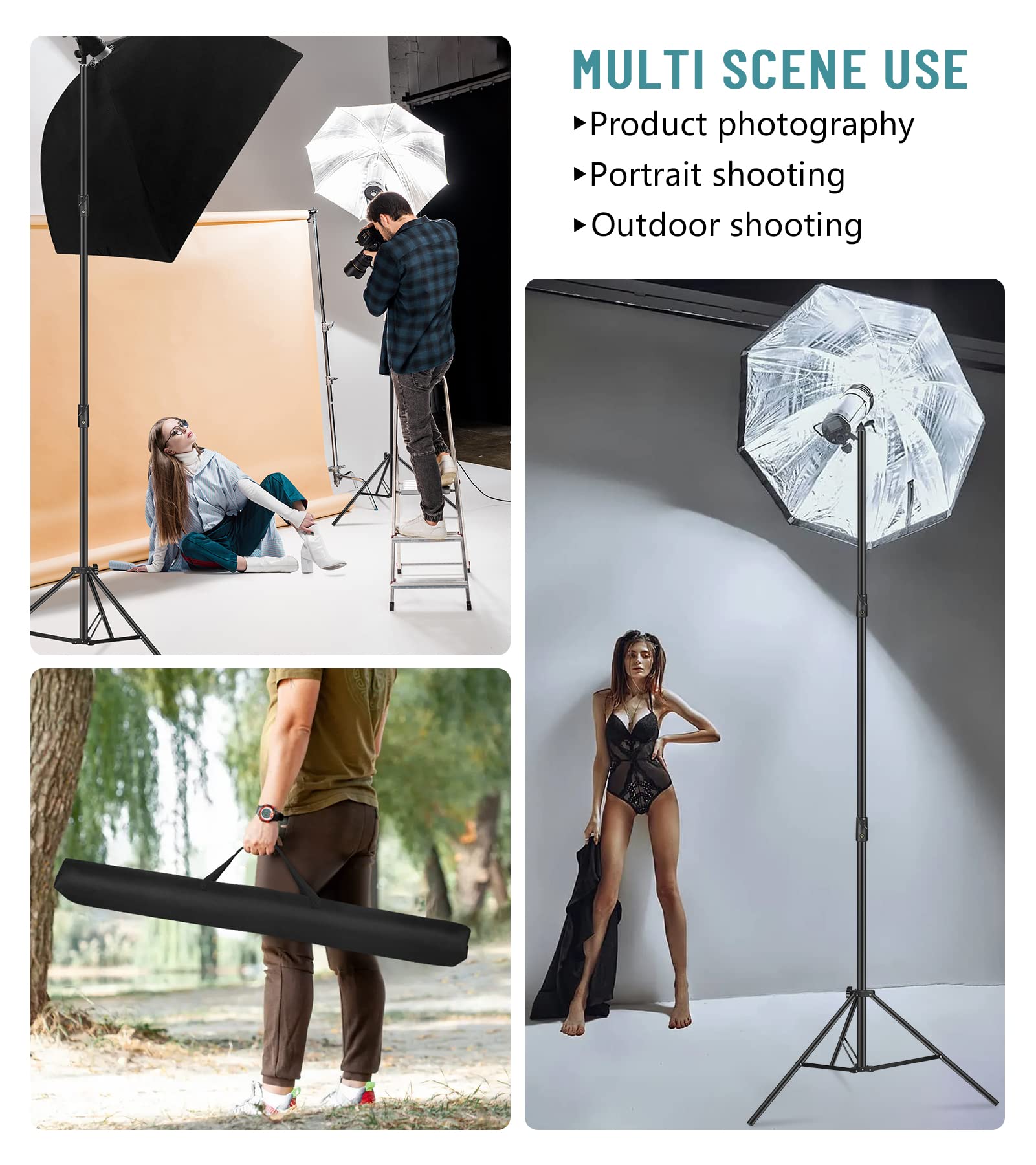 Sdfghj Photography Light Stand Heavy Duty Tripod, 9.2 Ft/110''/280Cm Aluminum Lighting Stand For Relfectors Photographic Portrait, Softbox, Umbrella, Strobe Light, Flash, Ring Light, With Carry Bag