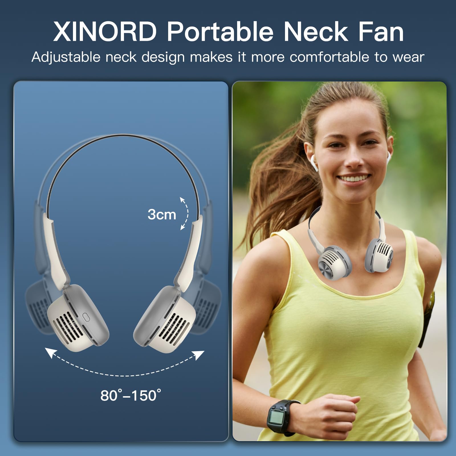 Portable Neck Fan,Hands Free Bladeless Fan,Usb Rechargeable Wearable Cooling Personal Fan, 360° Cool