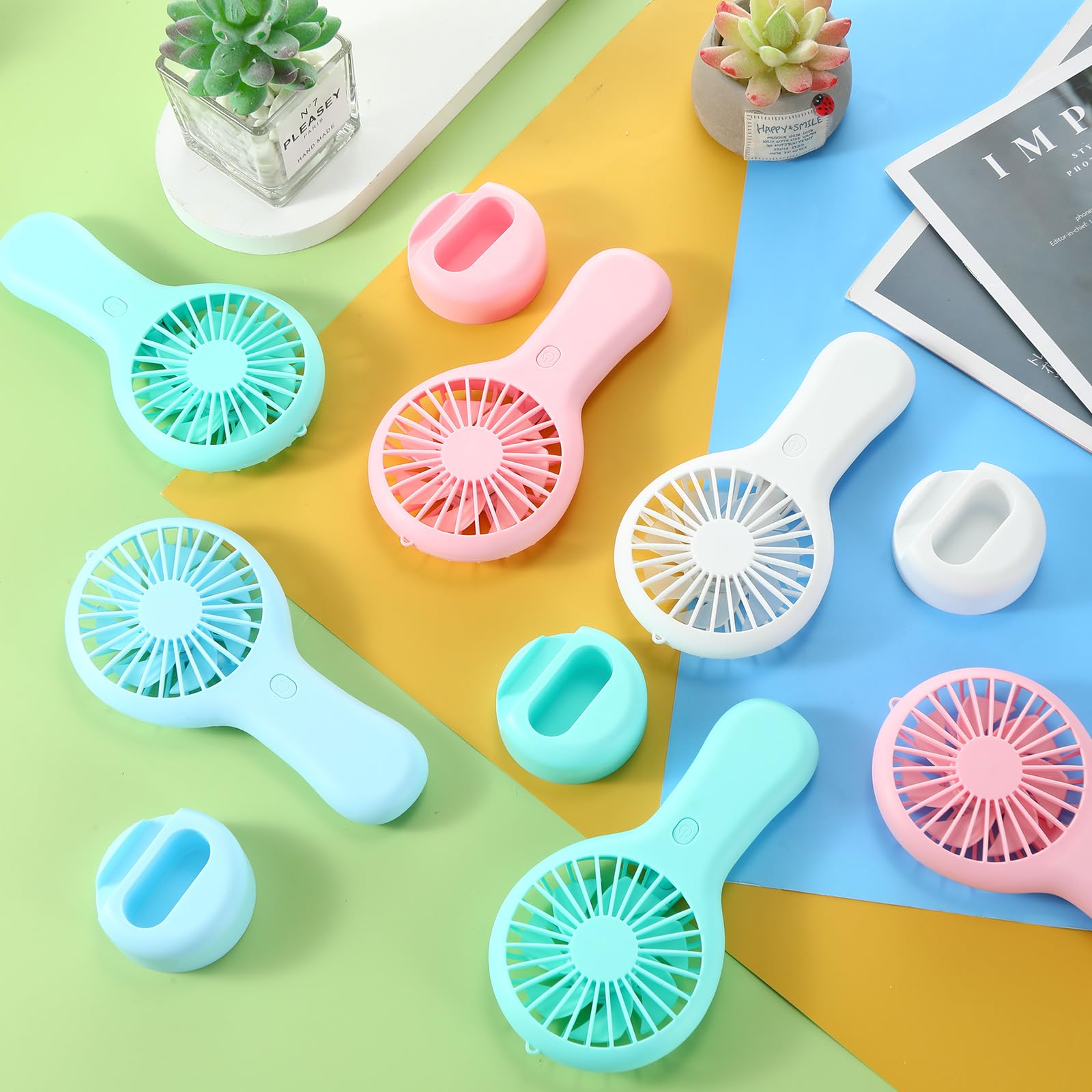 Rechargeable handheld fans with 3 adjustable speeds, perfect for hot weather and desk use