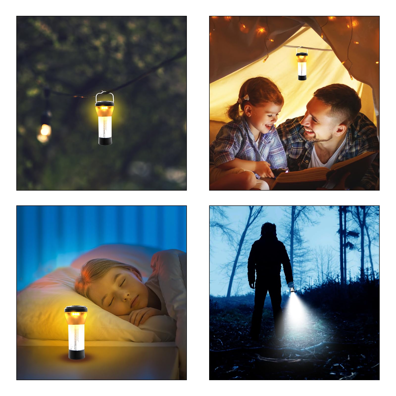 Tilon Protable Led Camping Lantern Flashlight Rechargeable, 20000 Lumen 7 Modes Ipx6 Waterproof, Portable For Camping Emergency (Black)