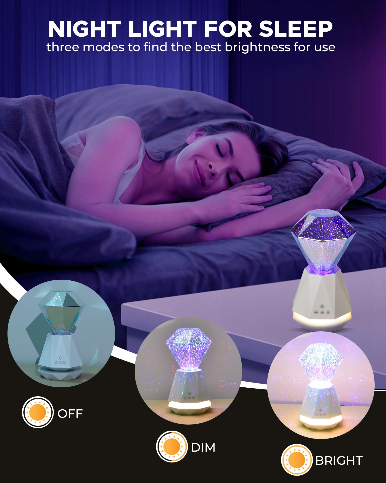Mansuon 3D Diamond Laser Light, Dimmable Firework Bedside Lamp, With Led Night Light, Built In Speaker, Atmosphere Table Lamp For Living Room Decor, Valentine'S Day And Birthday