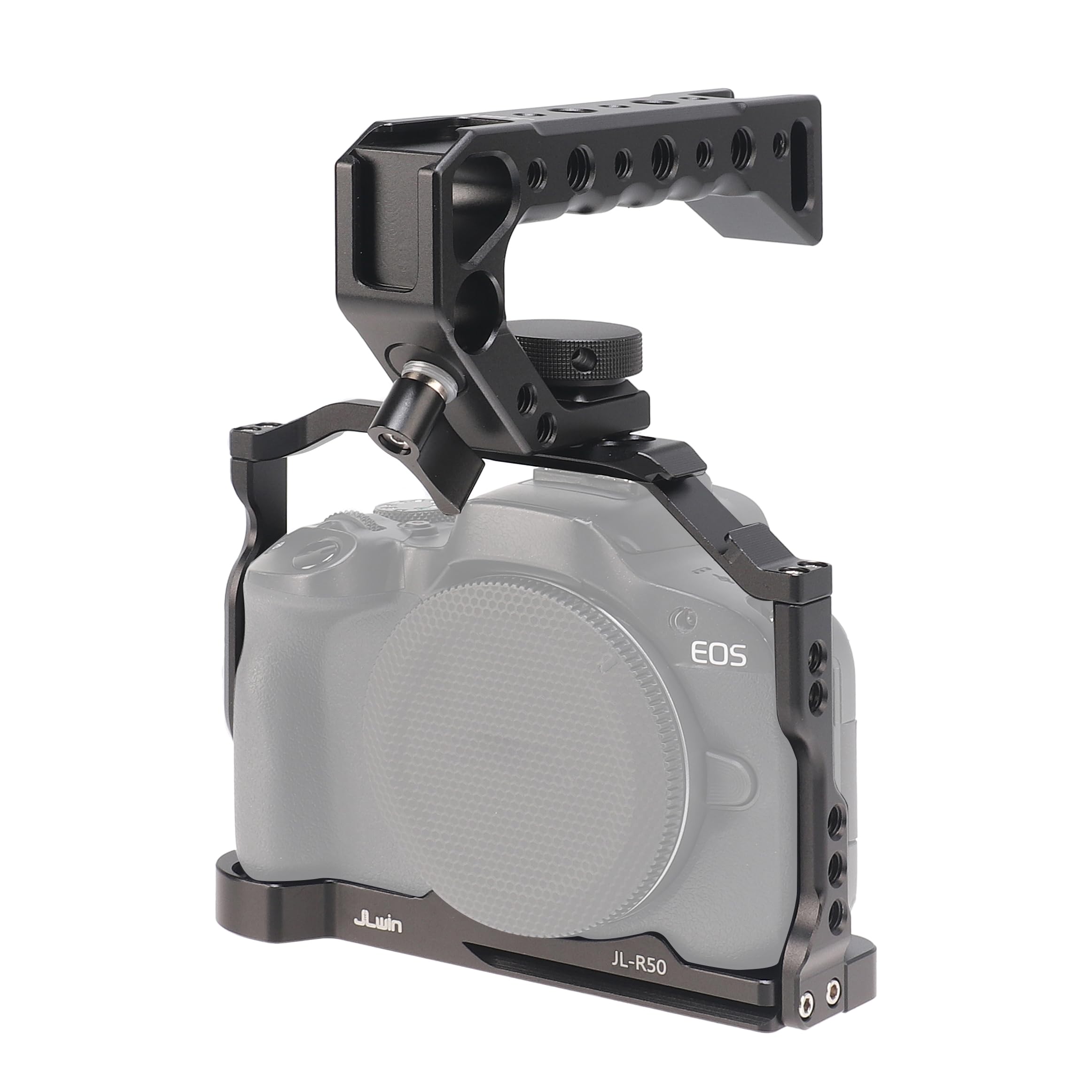 Hersmay R50 Cage With Top Handle,Aluminium Alloy Camera Cage For Canon Eos R50 Mirrorless Cameras, Vlogging Video Shooting Filmmaking Rig Stabilizer With 1/4" Mounting And 3/8" Arri Locating Hole