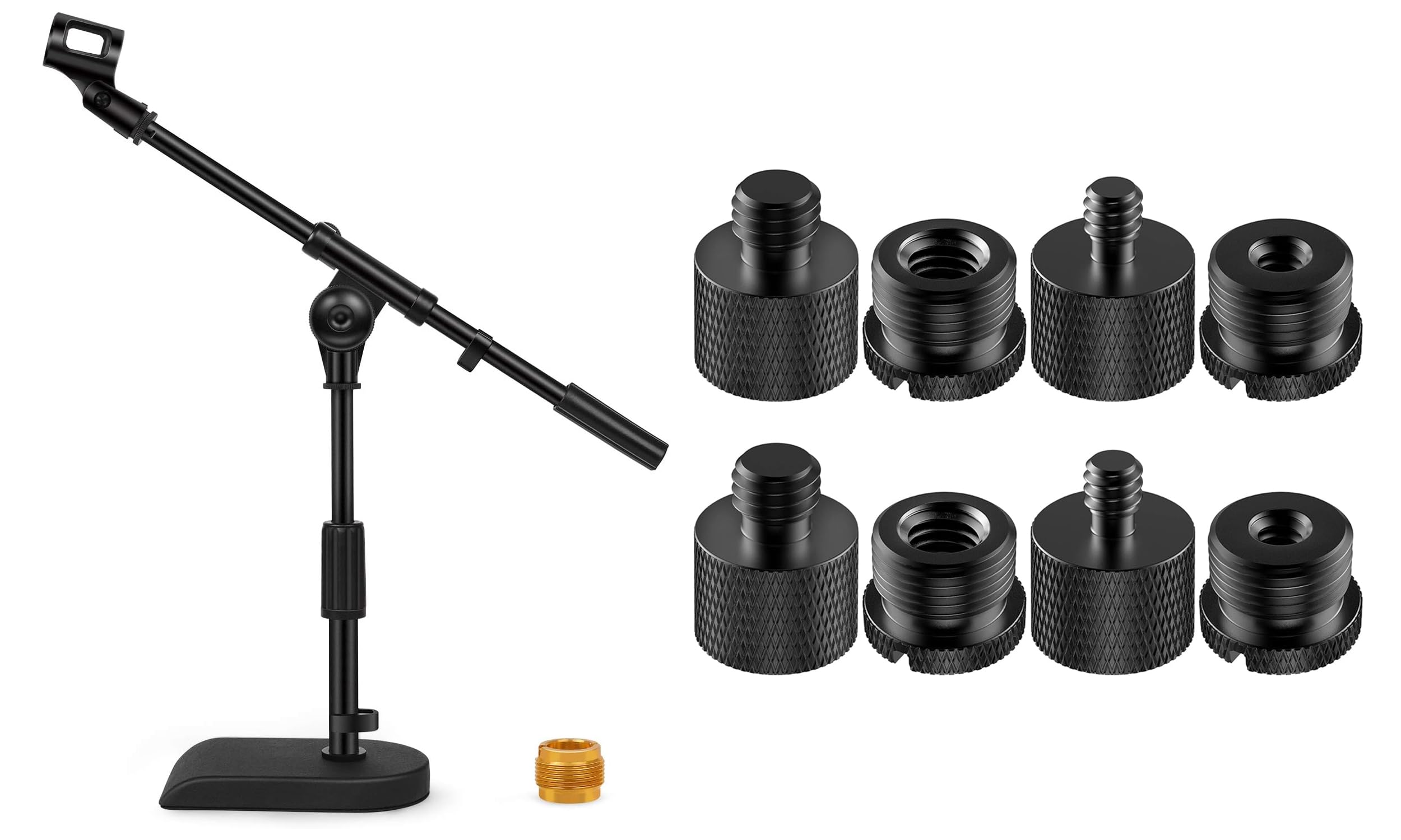Innogear Boom Stand With Weighted Base & 8 Pieces Mic Stand Adapter For Microphone Stand Boom Arm Mic Clip Shock Mount Camera Tripod Webcam