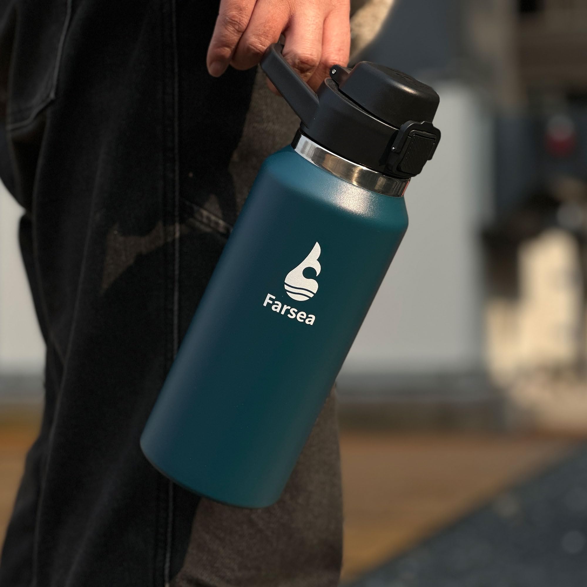 Farsea Insulated Water Bottle, Leak Proof Locking Lid With Soft Silicone Spout, Stainless Steel