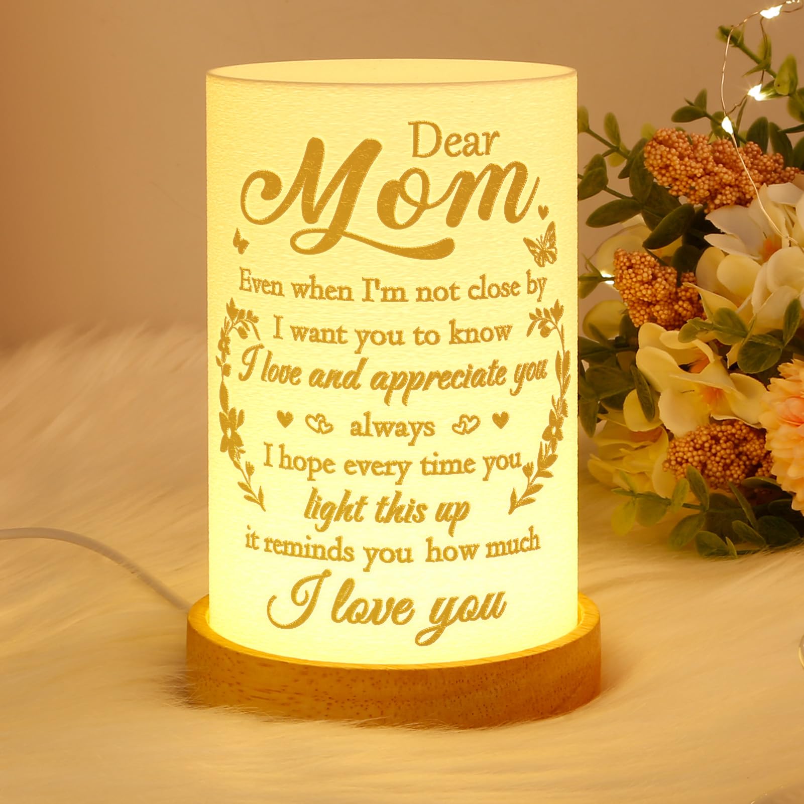 Acethrills Mom Birthday For Mom From Daughter Son For Christmas, Mothers Day - Thoughtful 3D Printing Table Lamp For Moms