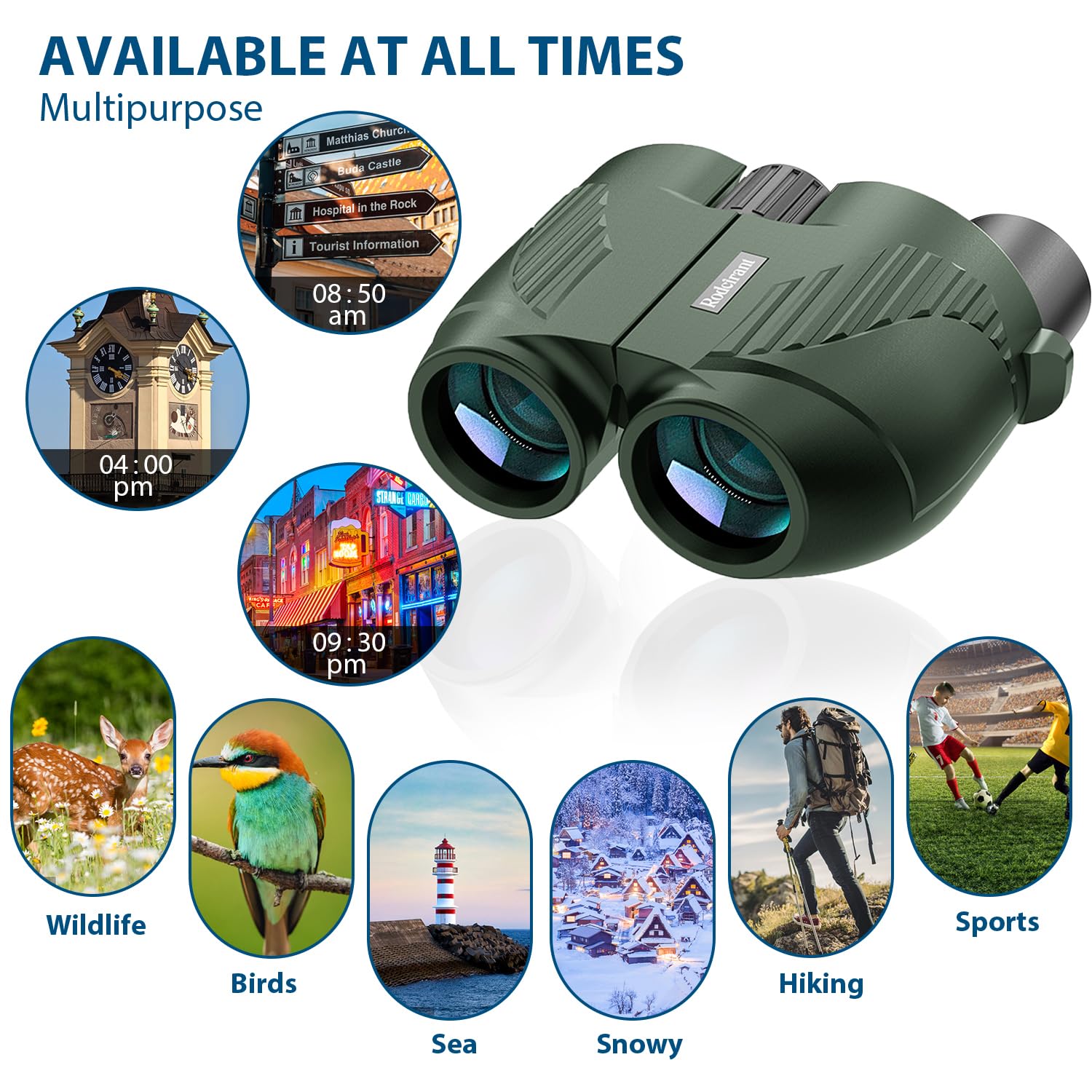 Bedeny Binoculars 20X25 For Adults And Kids, High Power Easy Focus With Low Light Vision, Compact For Bird Watching And Travel, Green