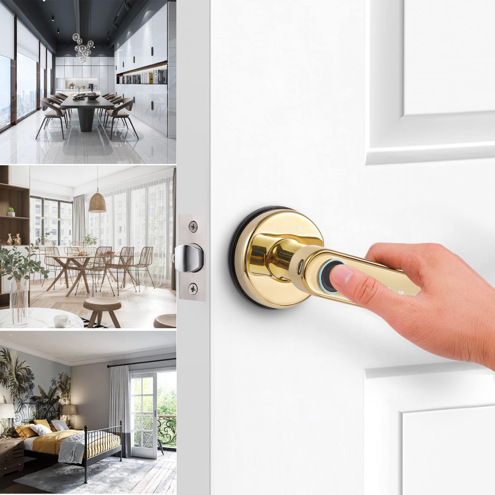 Laxre 4-In-1 Keyless Entry Smart Lock, Fingerprint + Code + Mechanical Keys + Bluetooth