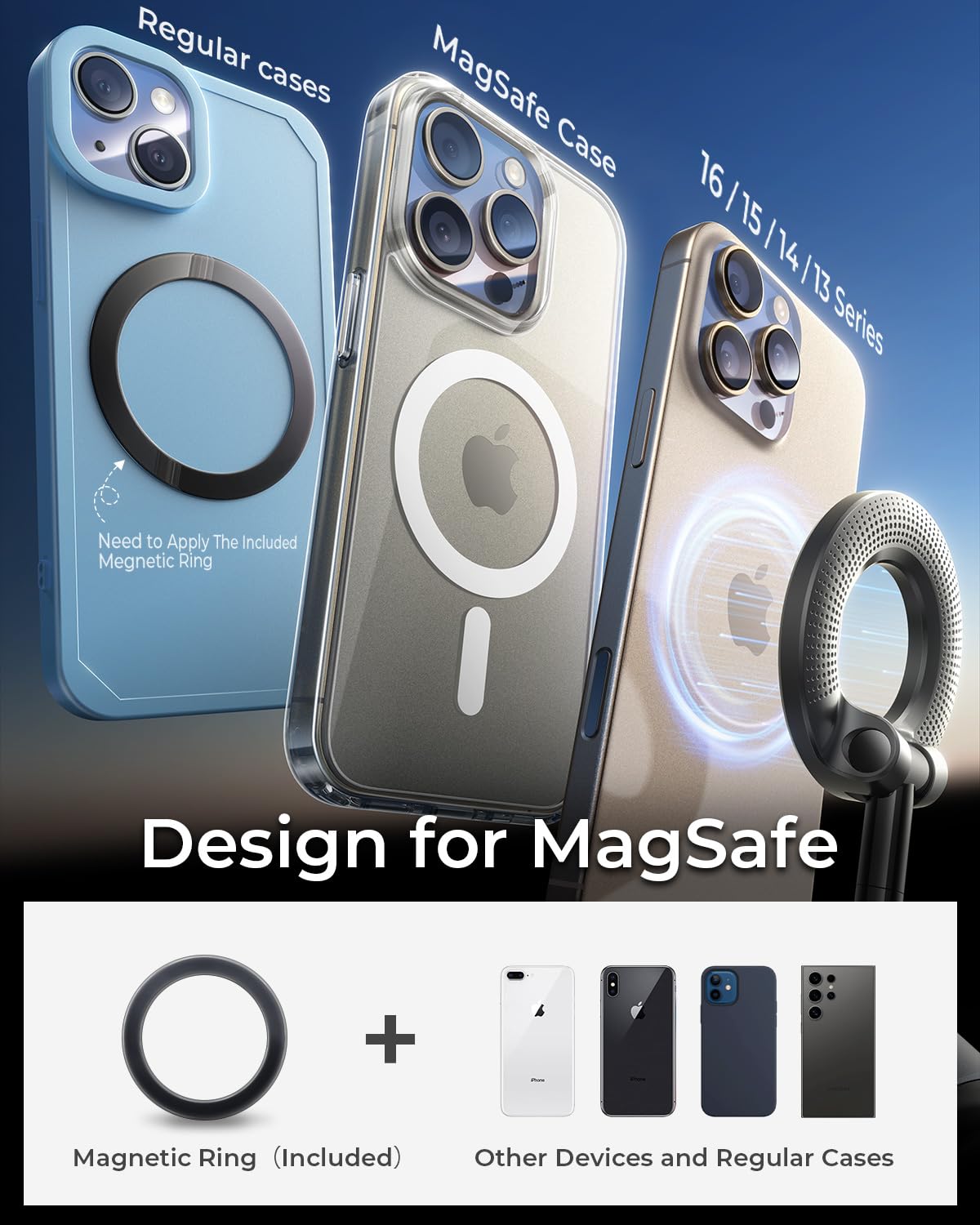 Mrglas   Vacuum Magnetic Phone Holder, For Magsafe Suction Cup Phone Mount Car Truck Accessories For Women Men [89+Lbs Suction & 2800Gf Magnetic] Fathers Day For , 360° Adjustable