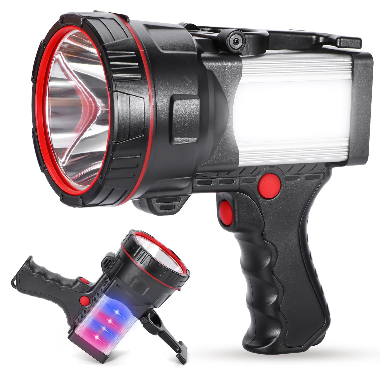 Vanvale Super Bright Handheld Spotlight Rechargeable Led Flashlight Long Lasting Large Searchlight With Usb Output Charger For Outdoor (Yellow Light)