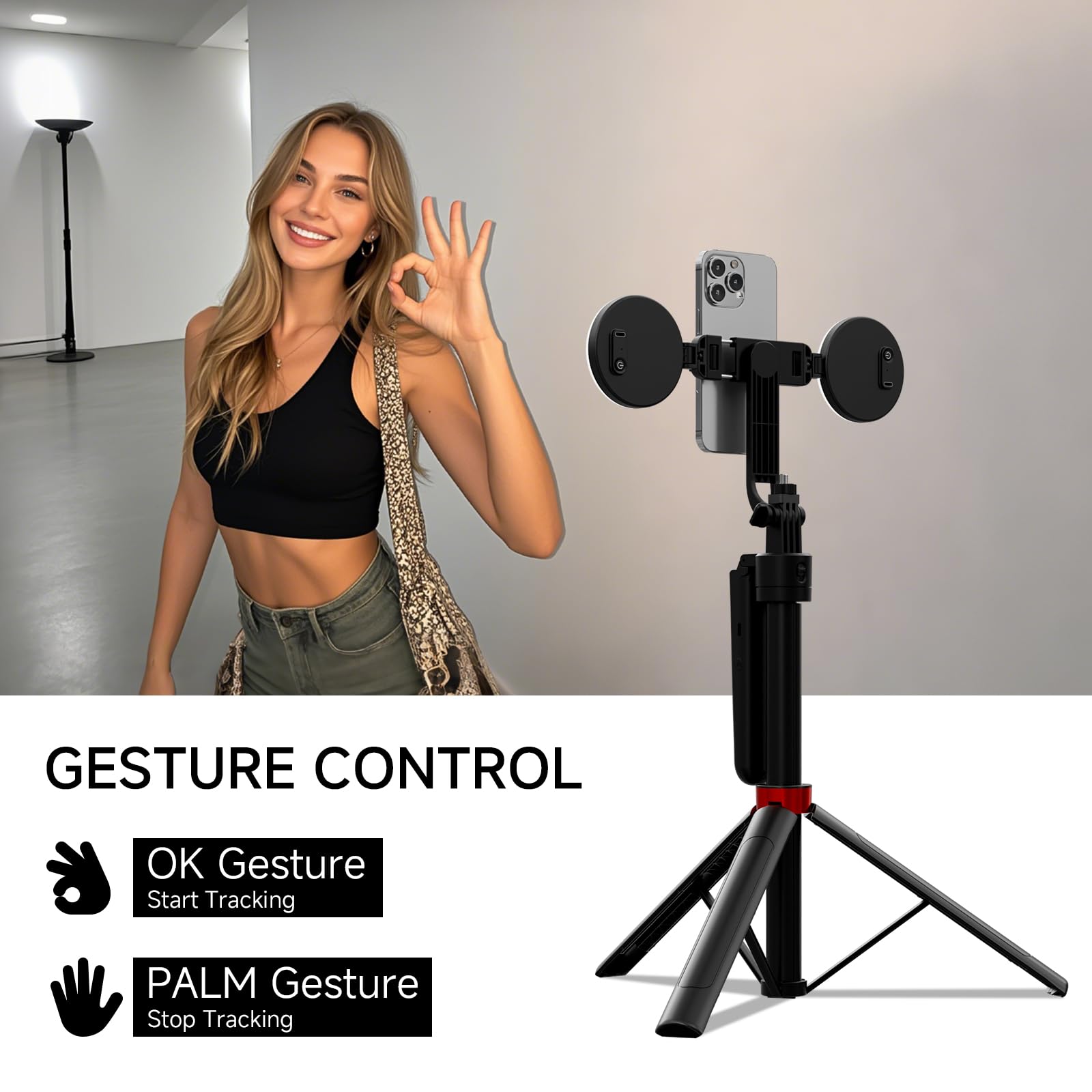 Senwow 70" Auto Face Tracking Tripod For Iphone, 360 Rotation Travel Selfie Stick Mount With Remote, Gesture Control And Fill Light, Motion Sensor Phone Tripod For Tiktok Youtube Video Vlog Recording