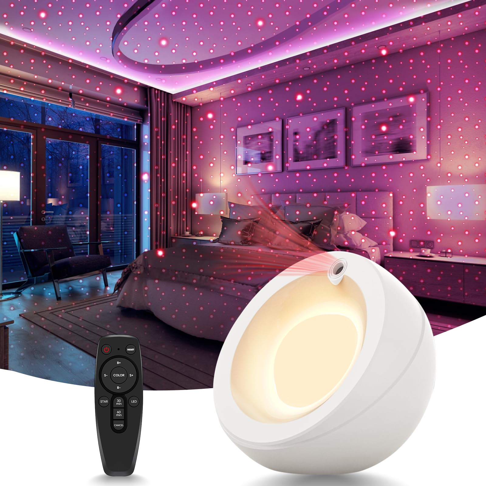 Uwesmart Table Lamp For Bedroom, Star Night Lights With Remote Control, Rgb Color Changing Small Bedside Lamp, 4 Brightness & Timer, Warm White Nightstand Lamp For Home Decor, Living Room, Party,