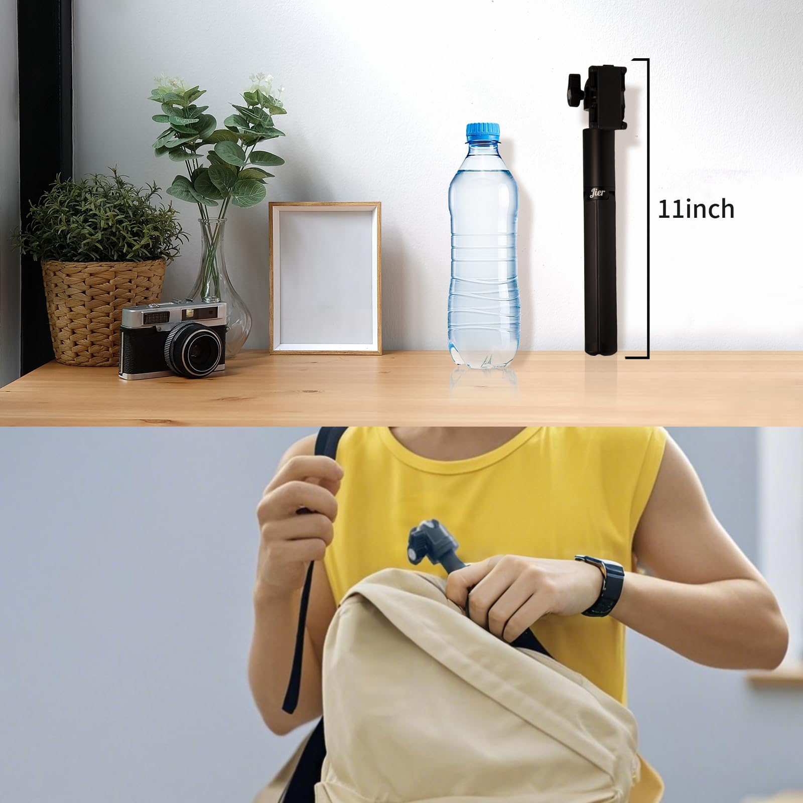 Jier 52" Lightweight & Portable Phone Tripod, Selfie Stick For Iphone With Remote, 360 Rotation Ball Head And Tripod For Iphone And Android Smartphone/Video Recording