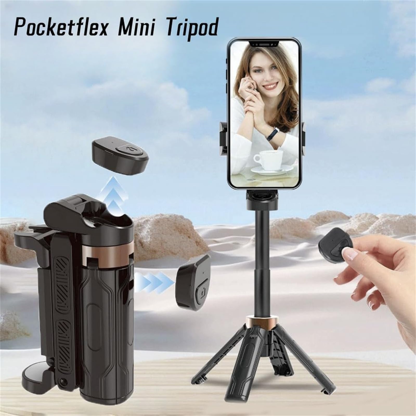 Clhjinruoliu Pocketflex Mini Tripod For Iphone, 360° Rotation Flexible Selfie Stick, Jc-25 Bt With Fill Light 4-Section Extension Height Adjustable For Vlogs, Photography,White