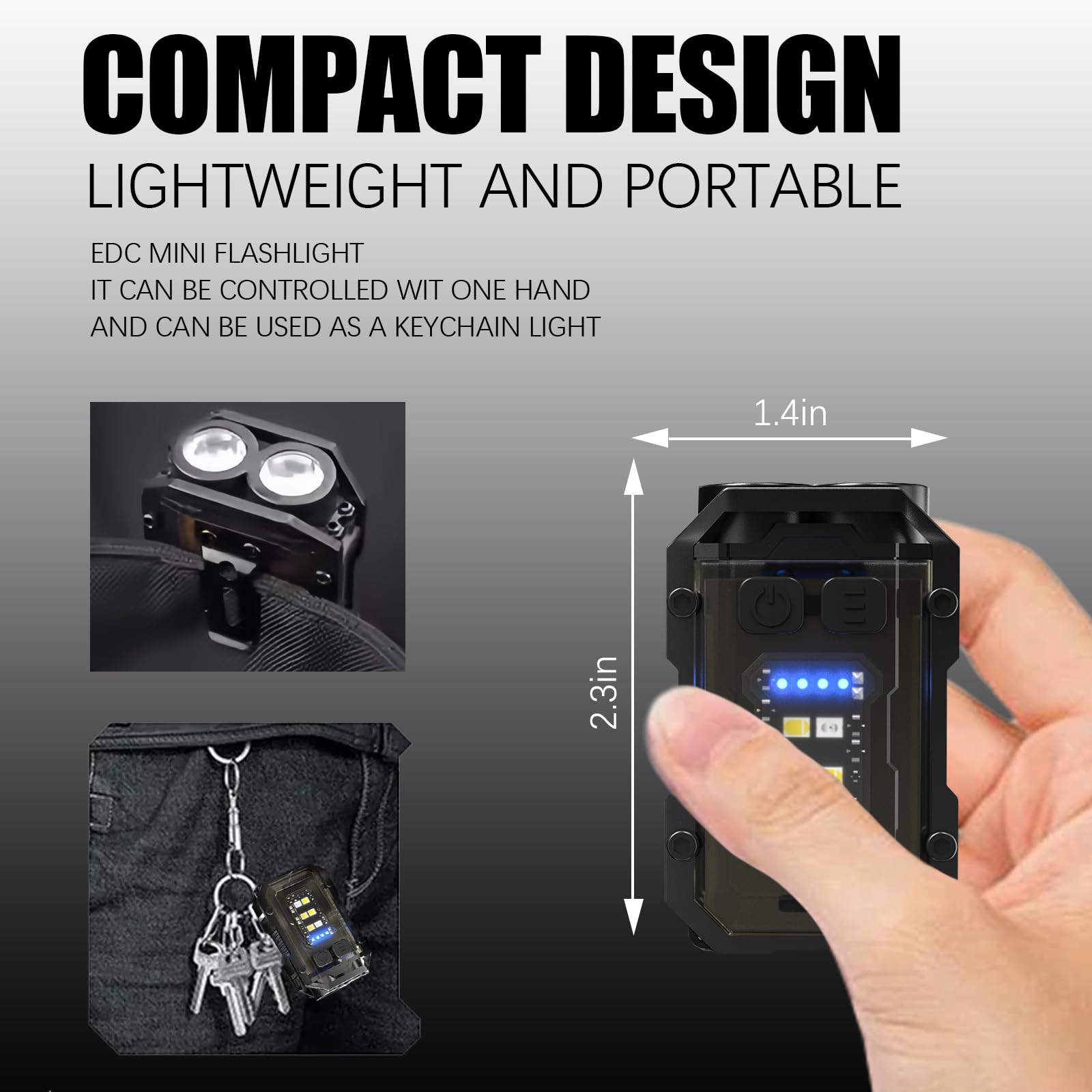 Minsk Edc Flashlight, Small Flashlights Keychain Flashlight, 1000 Lumen Keychain Light With Clip, 8 Mode Mini Flashlight, Ipx4 Waterproof Light For Hiking, Running