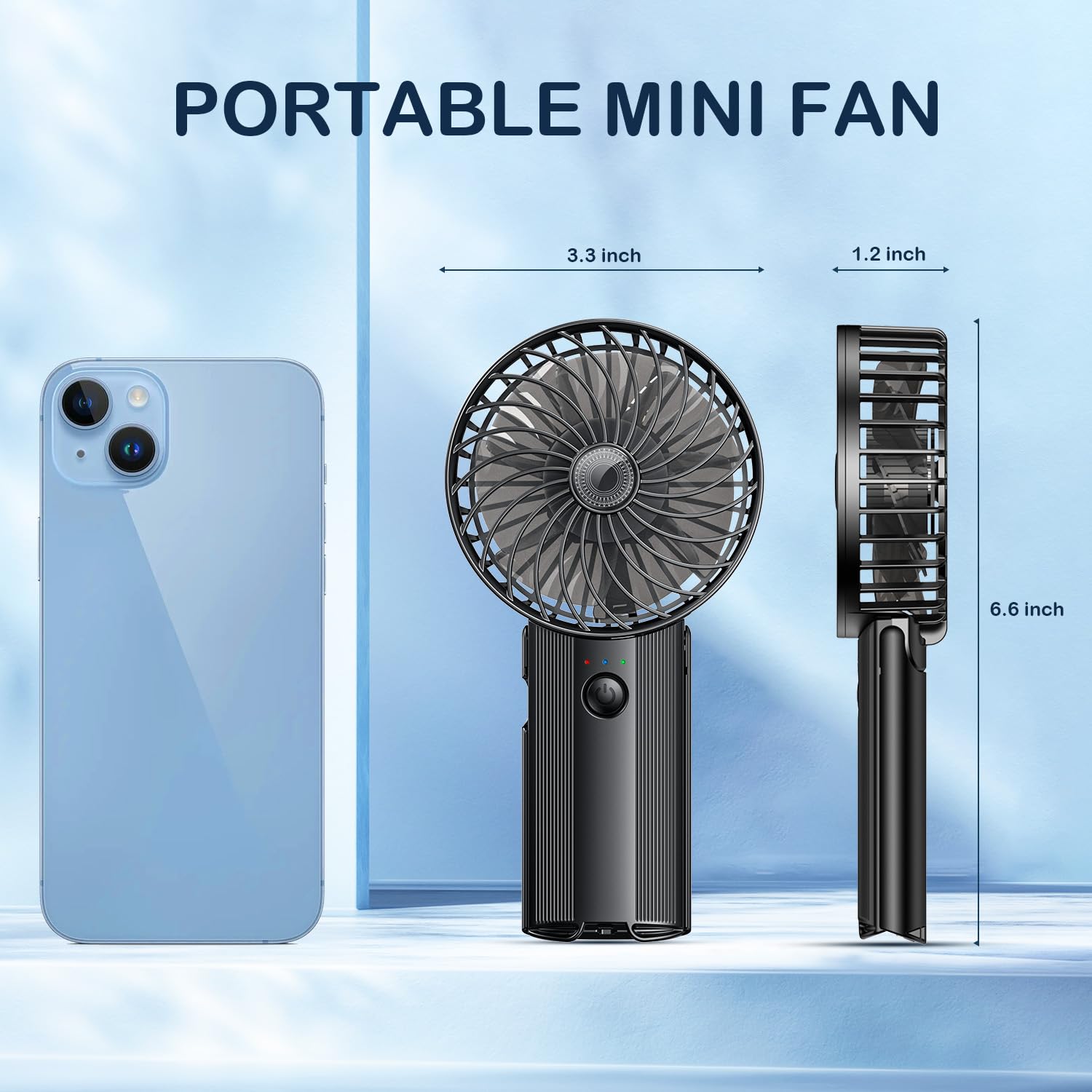 Portable Personal Handheld Rechargeable Fan: Mini Hand Held Fan 4 Speeds Cool Air Wind 6-15Hrs Work