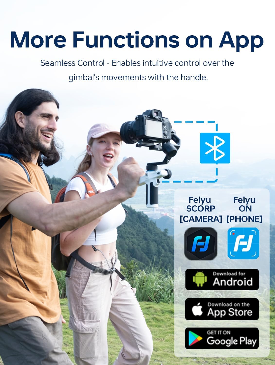 Feiyutech Scorp Mini 2 [White] All-In-One 3-Axis Mirorrless Gimbal Camera Stabilizer For Sony A7Iii Canon R6 Nikon Z30 Fujifilm Gopro11/12 Iphone 16 15 14,Samsung, Ai Tracker,Max 2.65Lb