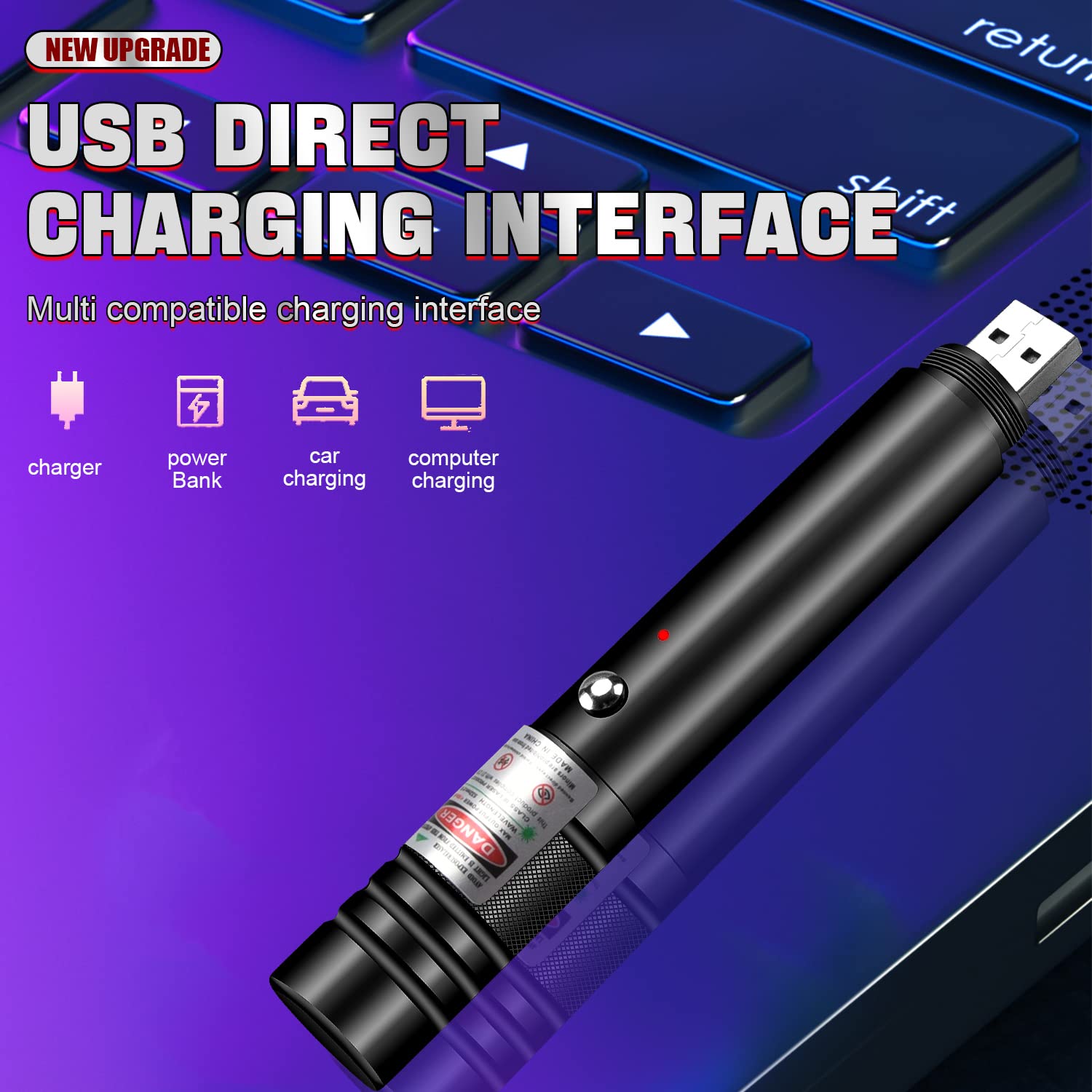 Fuiikeem Edc Pen Light, Green Laser Pointer, Rechargeable Led Flashlight With Laser Pointer For Tv/Led/Lcd Screens Presentation Office, Outdoor Uses, Adventure, Professional Business