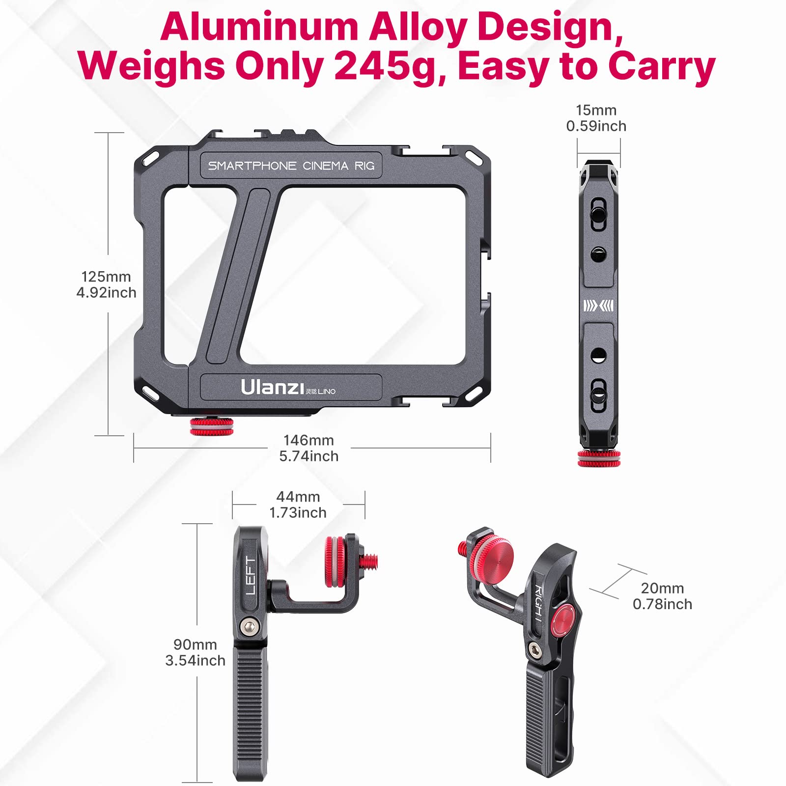 Ulanzi Smartphone Video Rig With Handle, Lino Filmmaking Case Aluminum Alloy Phone Video Stabilizer Grip Tripod Mount For Video Maker Videographer With Cold Shoe For Iphone 16 15 Mini Pro Max 8 Plus