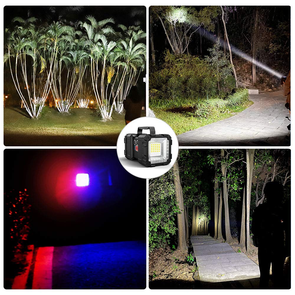 Jodk Bright Rechargeable Flashlight, Portable Handheld Spotlight Searchlight 10000Mah 1200Lm With 3+4 Led Lights Modes, Waterproof Flashlight With Usb Output Power Bank