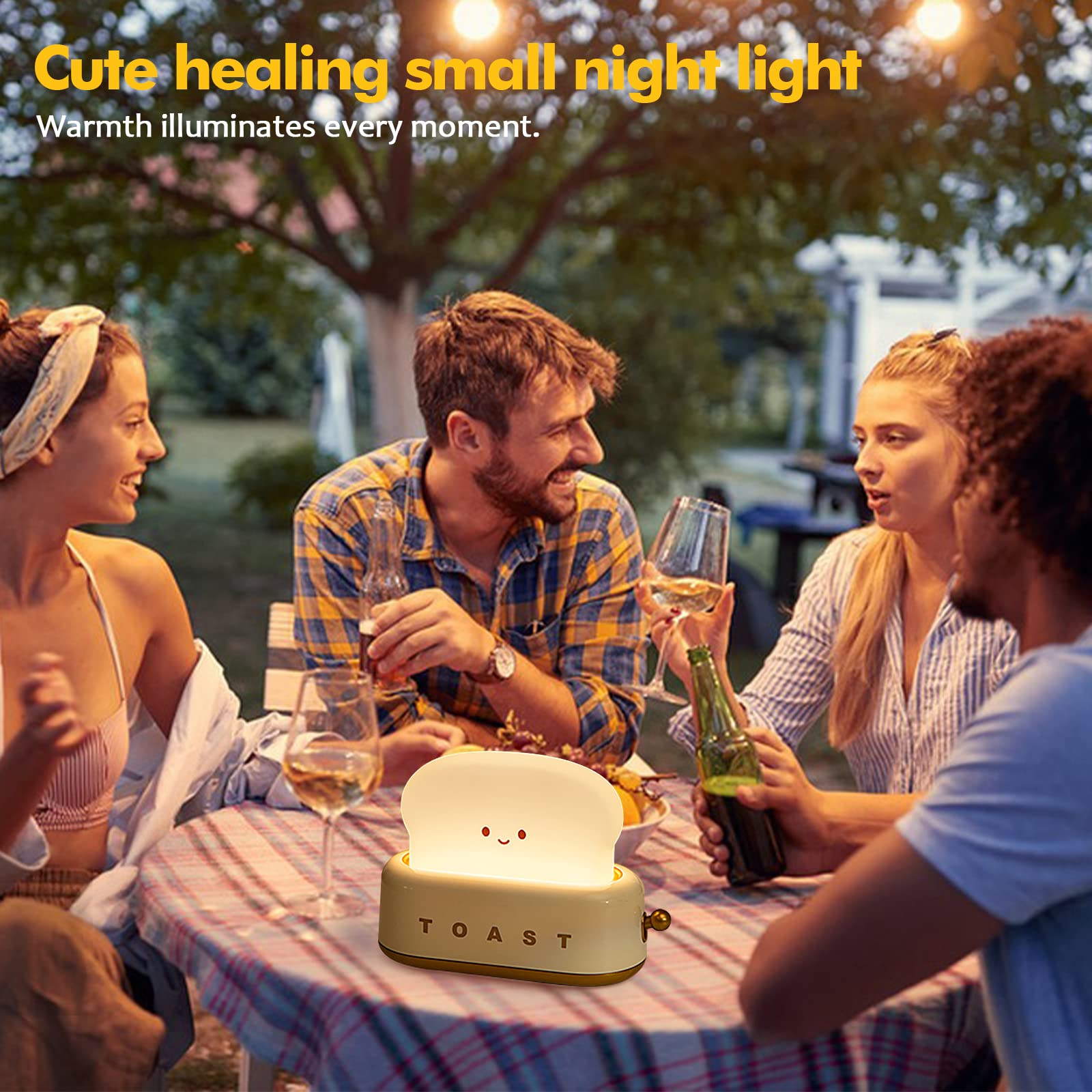 Qanyi Small Table Lamp, Cute Toast Bread Led Bedroom Nightstand Light With Timer And Rechargeable, Cool Birthday For Baby Kids Children Girls Boys