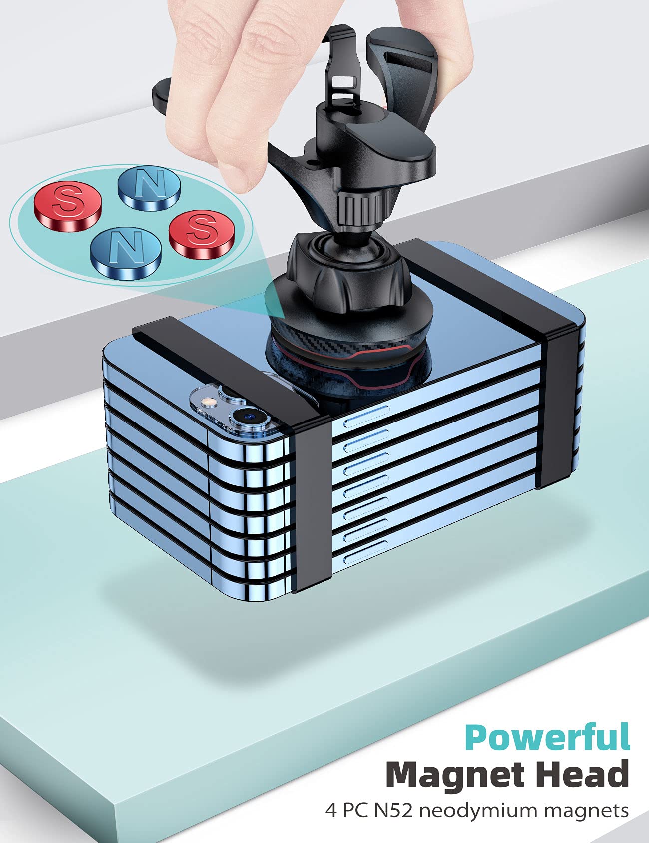 Esamcore Magnetic Car Phone Holder, Universal Air Vent Clip Car Phone Mount With Powerful Magnets And Anti-Fall Cell Phone Car Mount For Iphone Samsung Galaxy And Other Smartphone