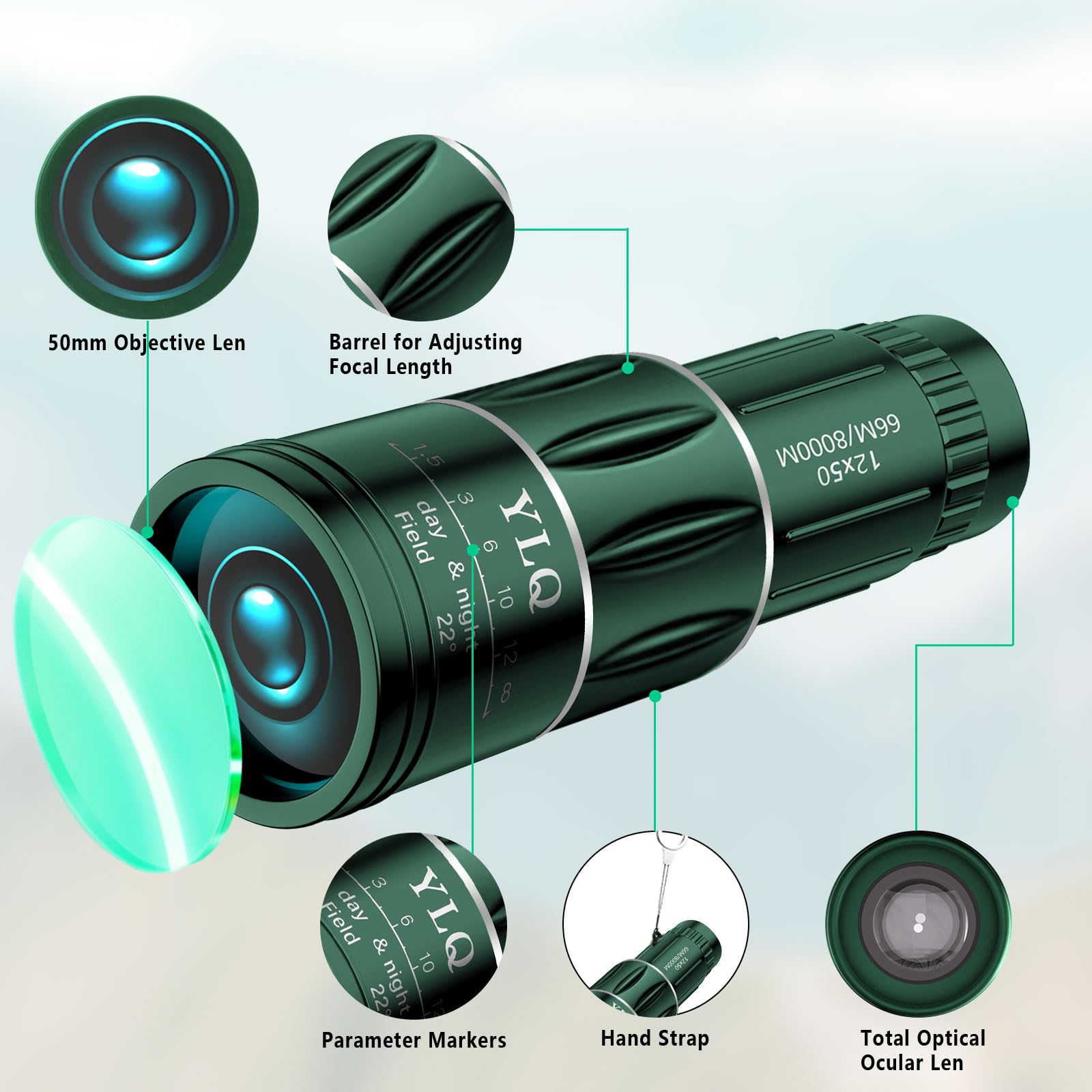 Ylq Monoculars For Adults High Powered,Monocular Telescope & Compact Monoscope For Bird Watching, Travel, Camping & Concerts