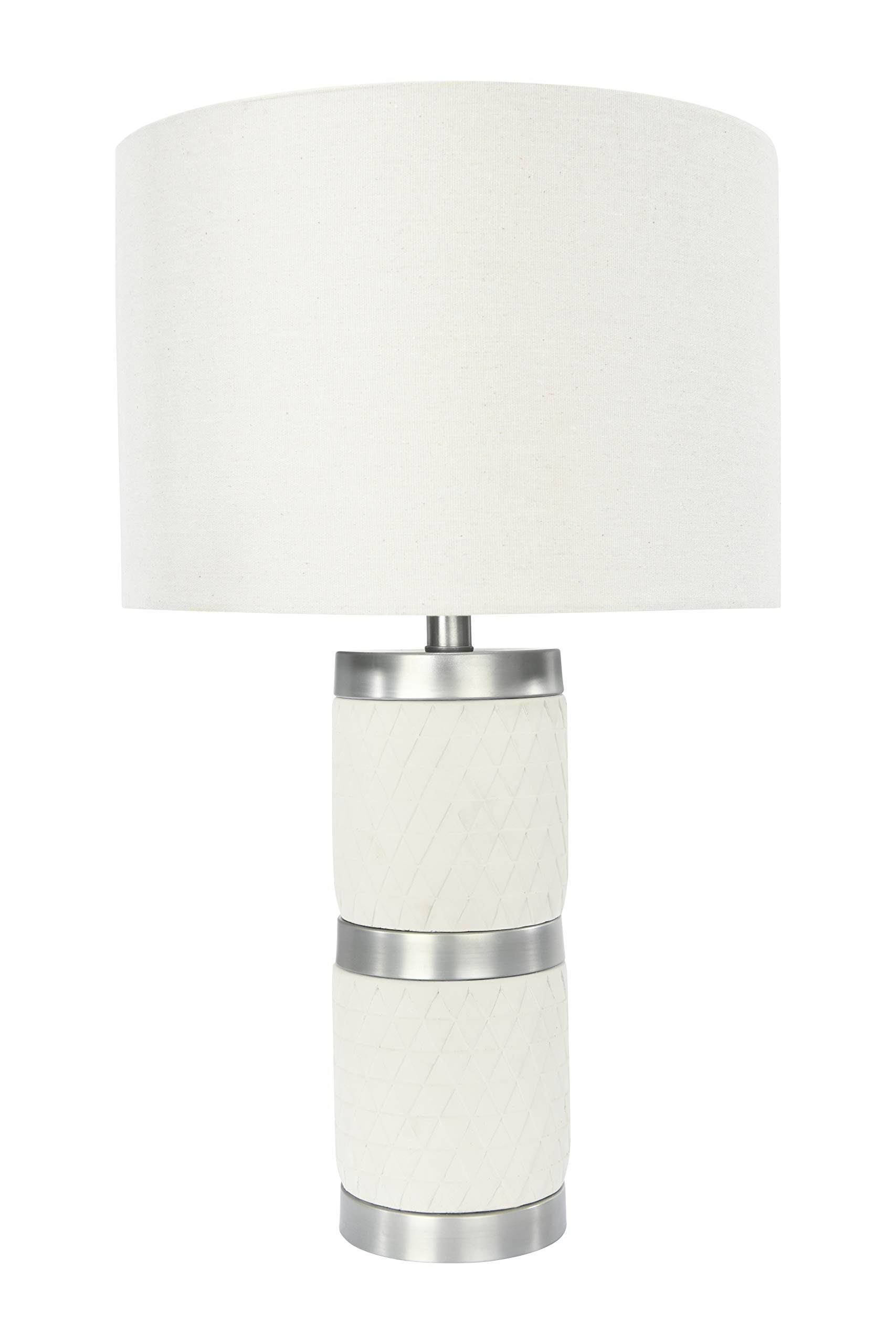 Creative Co-Op Raw Concrete Table Lamp With Imprinted Diamond Design And Metal Accents