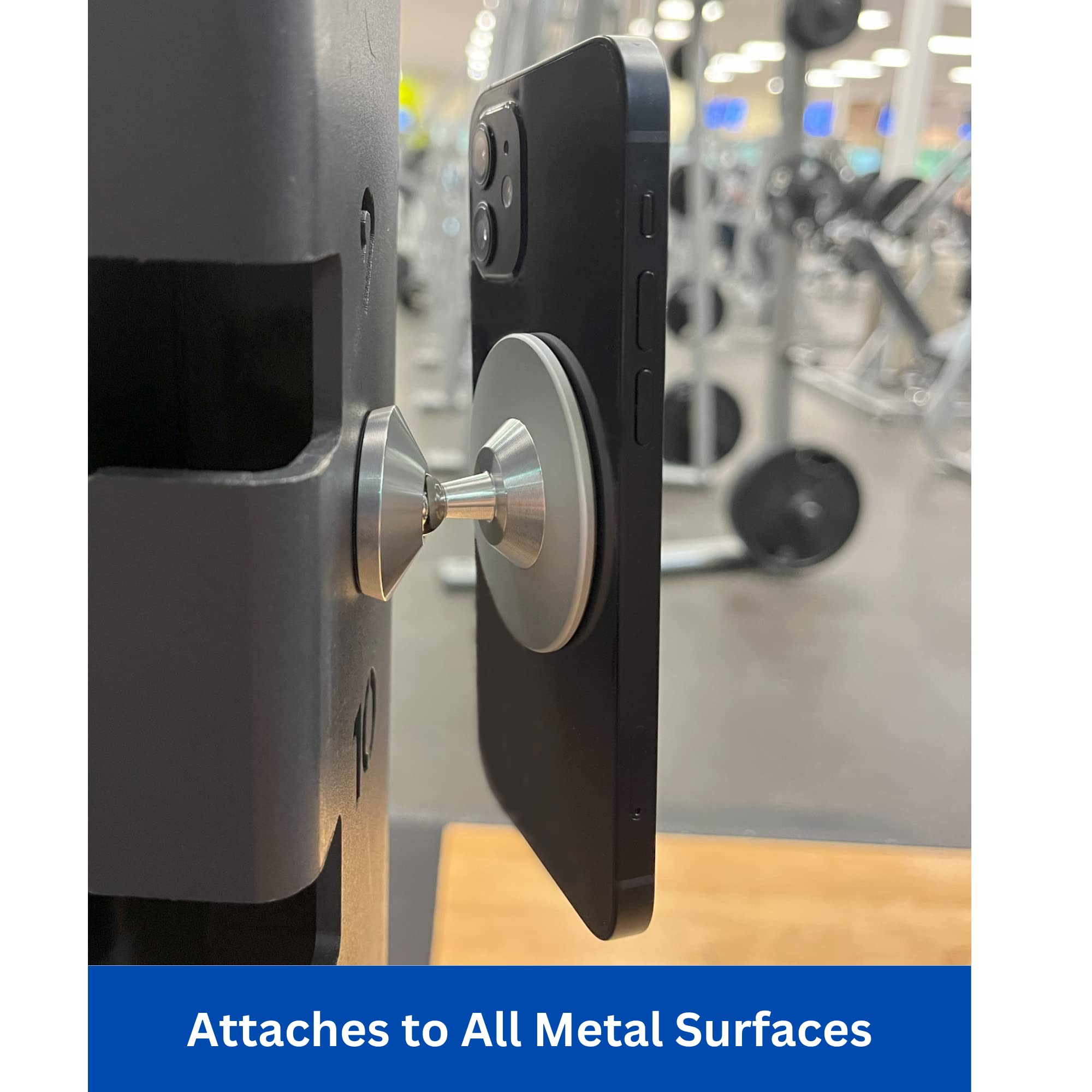 Gym Mate Magnetic Phone Mount Holder Compatible With Magsafe. Attaches Magnetically To Metal Surface. Shoot Hands- Videos While Working Out. Stable & Secure. Compact Size.